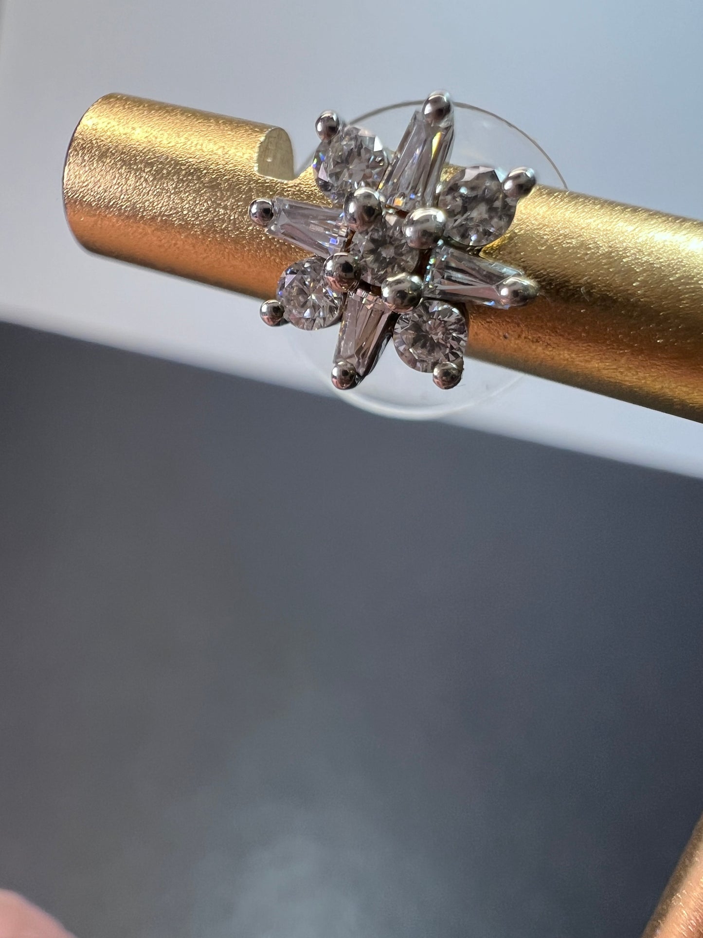 Starburst / snowflake CZ Sterling stud earrings