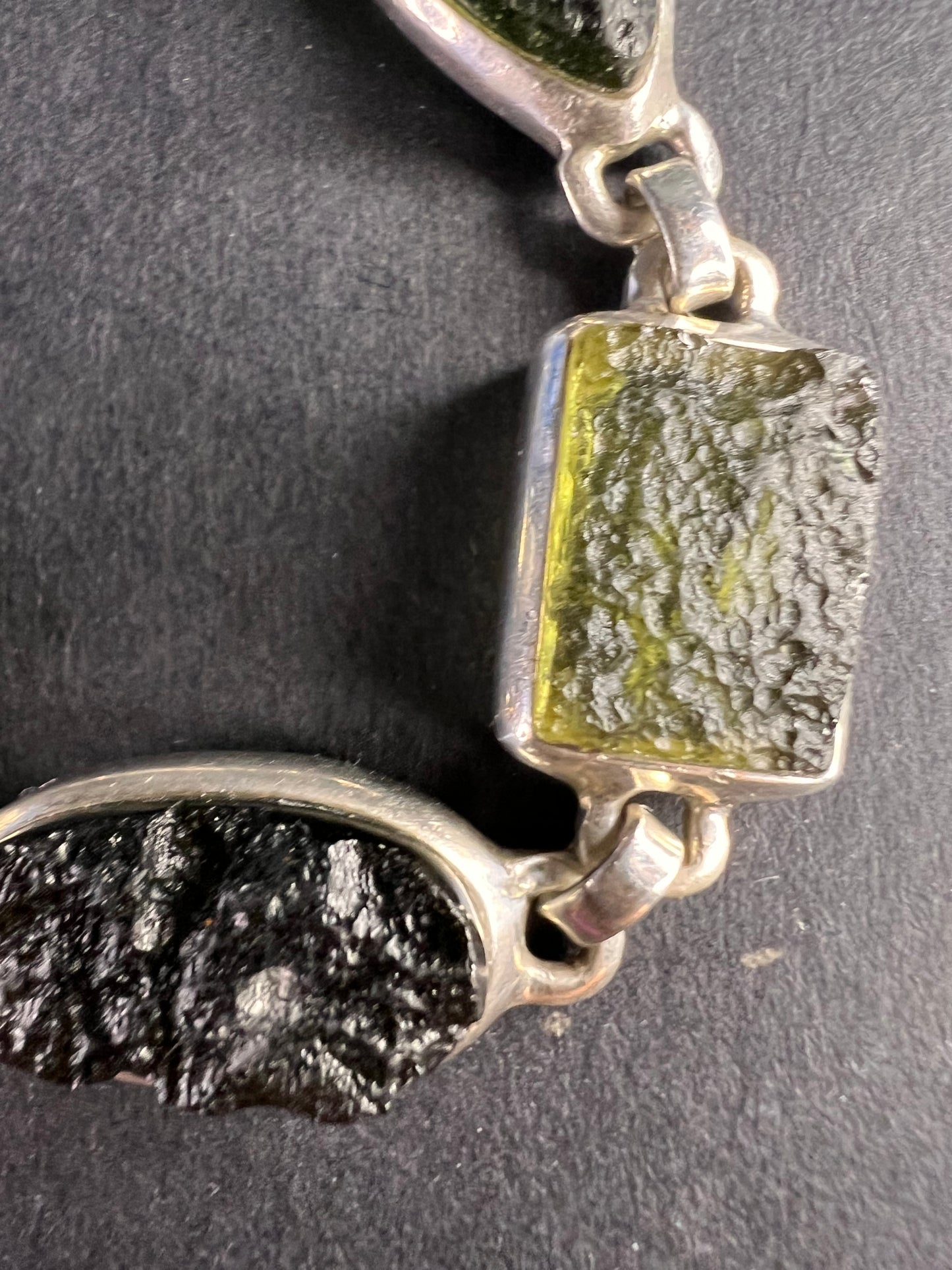 SOLD NEW Moldavite old stock sterling silver toggle bracelet