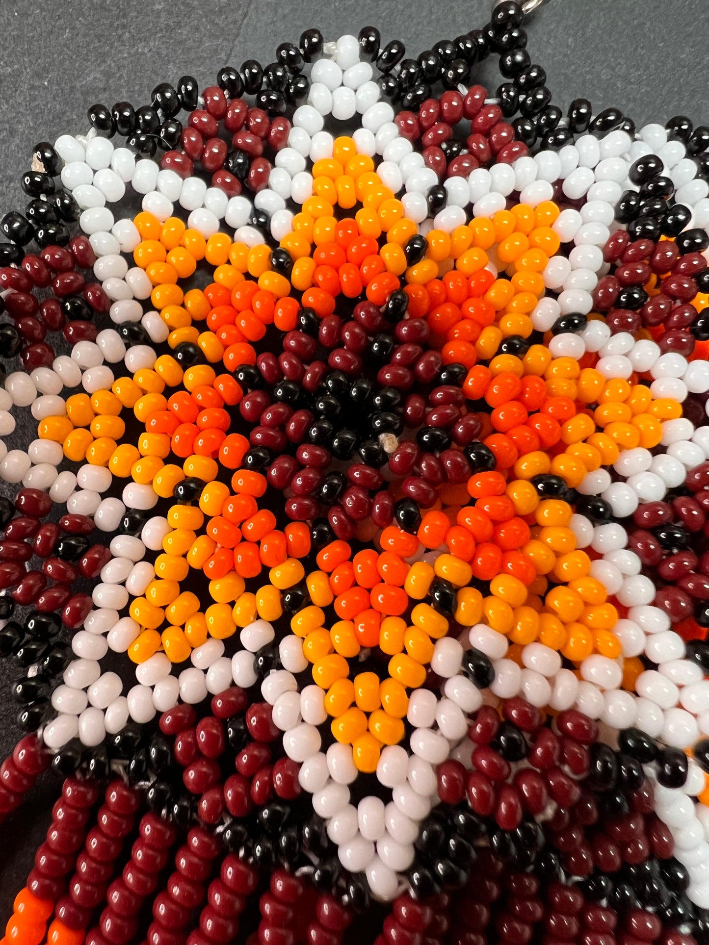 NEW Sunburst star seed bead southwest style dangling earrings