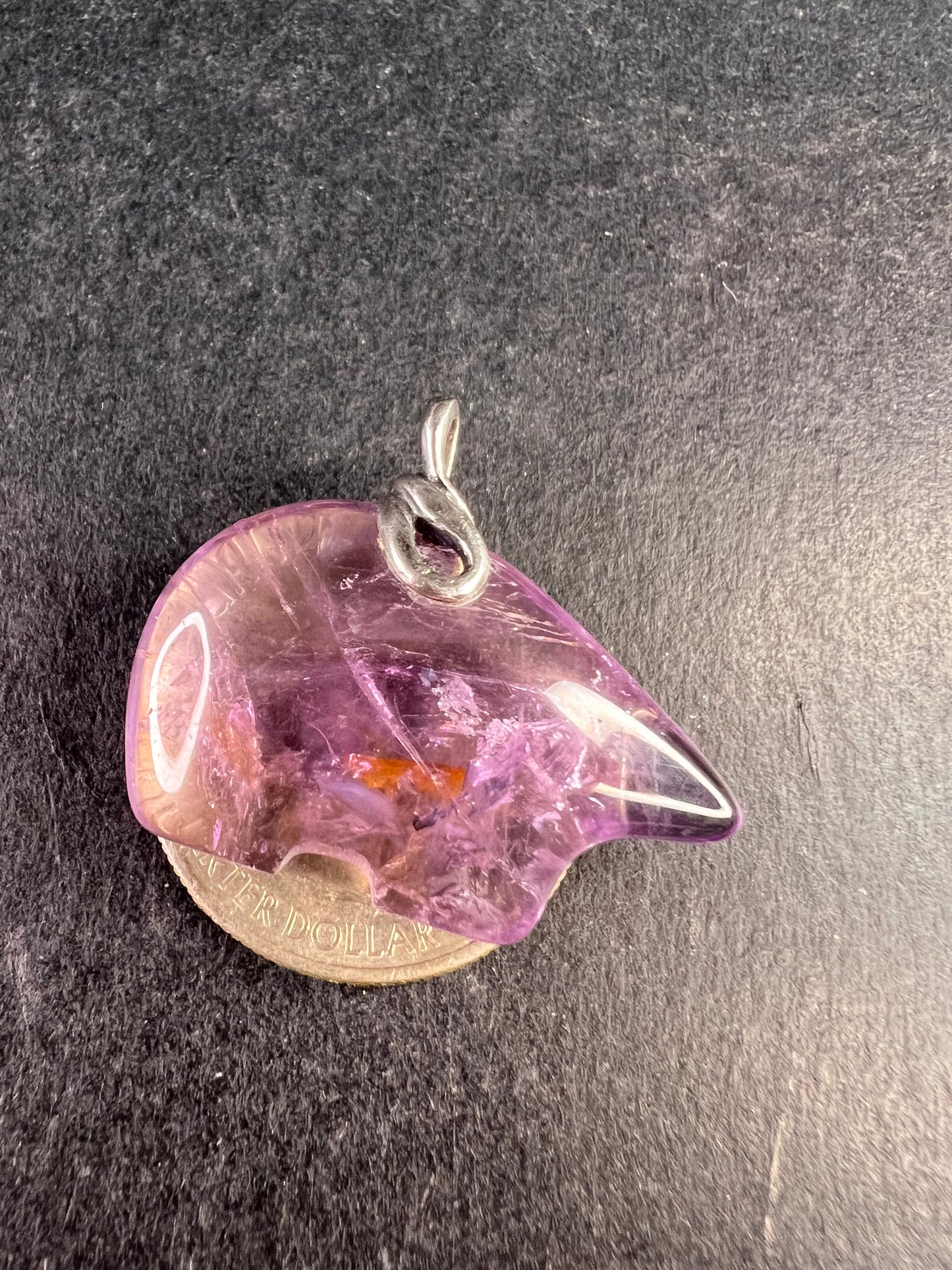 Vintage Sterling Silver Natural Amethyst Bear Pendant 7.16g