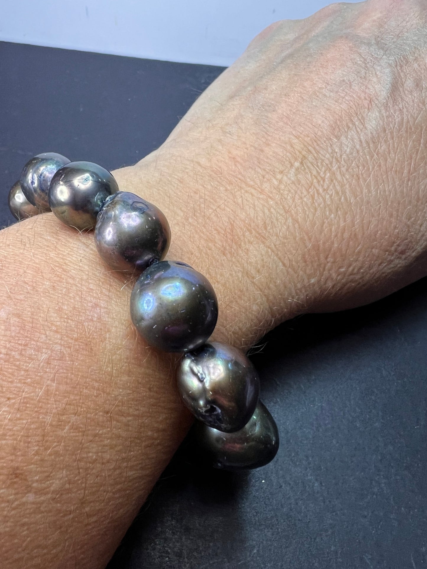 13-14mm Tahitian pearl bracelet with sterling silver clasp