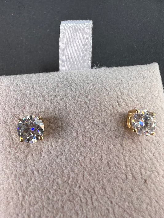 10k yellow gold moissanite stud earrings 4.8mm