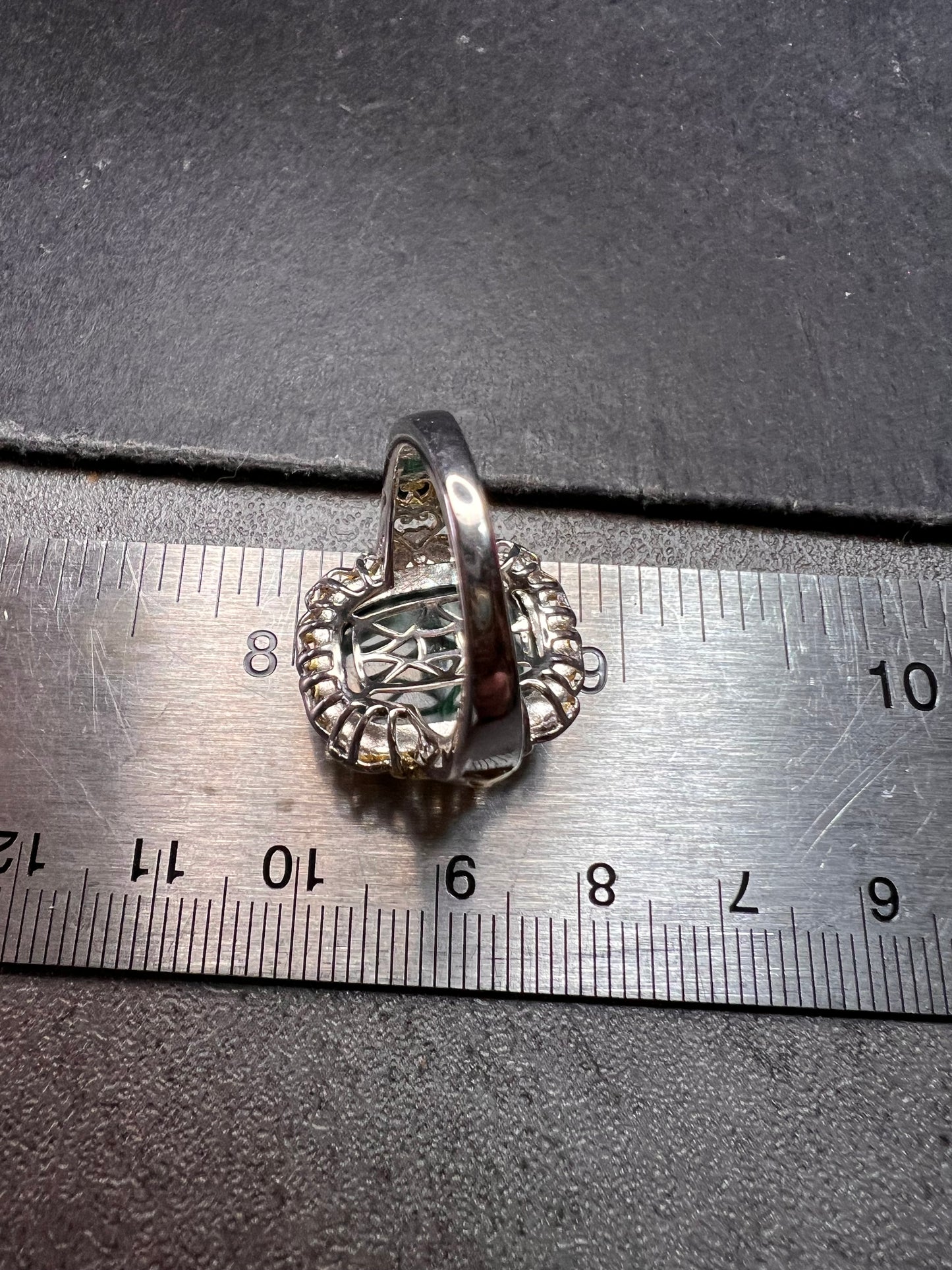 Karis Platinum & 18K Gold Plated Malachite Statement Ring Size 7