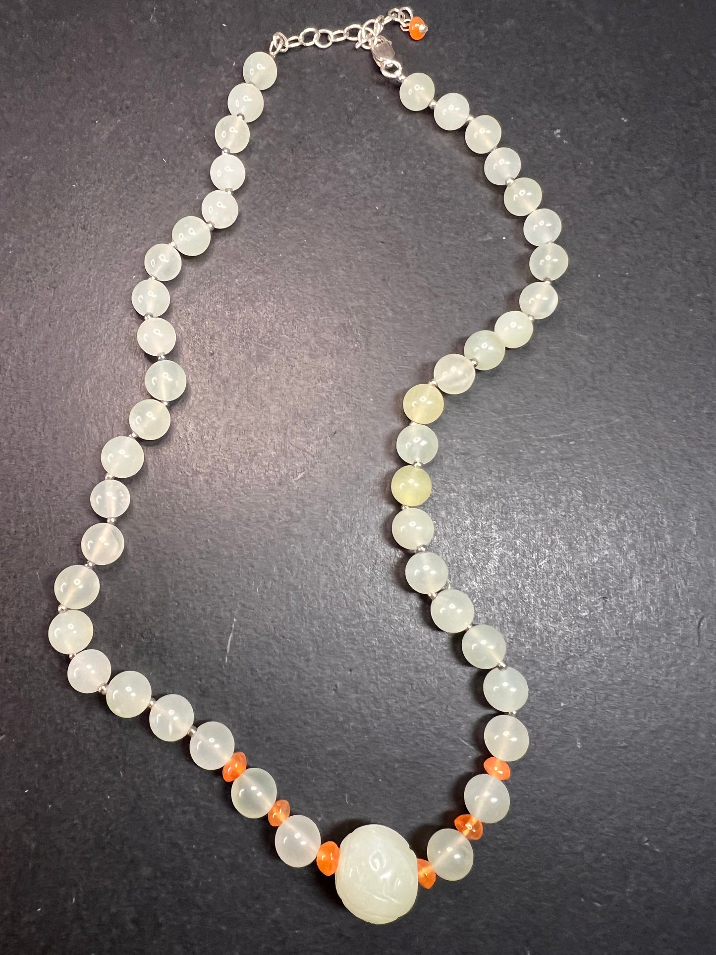 NEW serpentine and carnelian necklace with sterling silver clasp