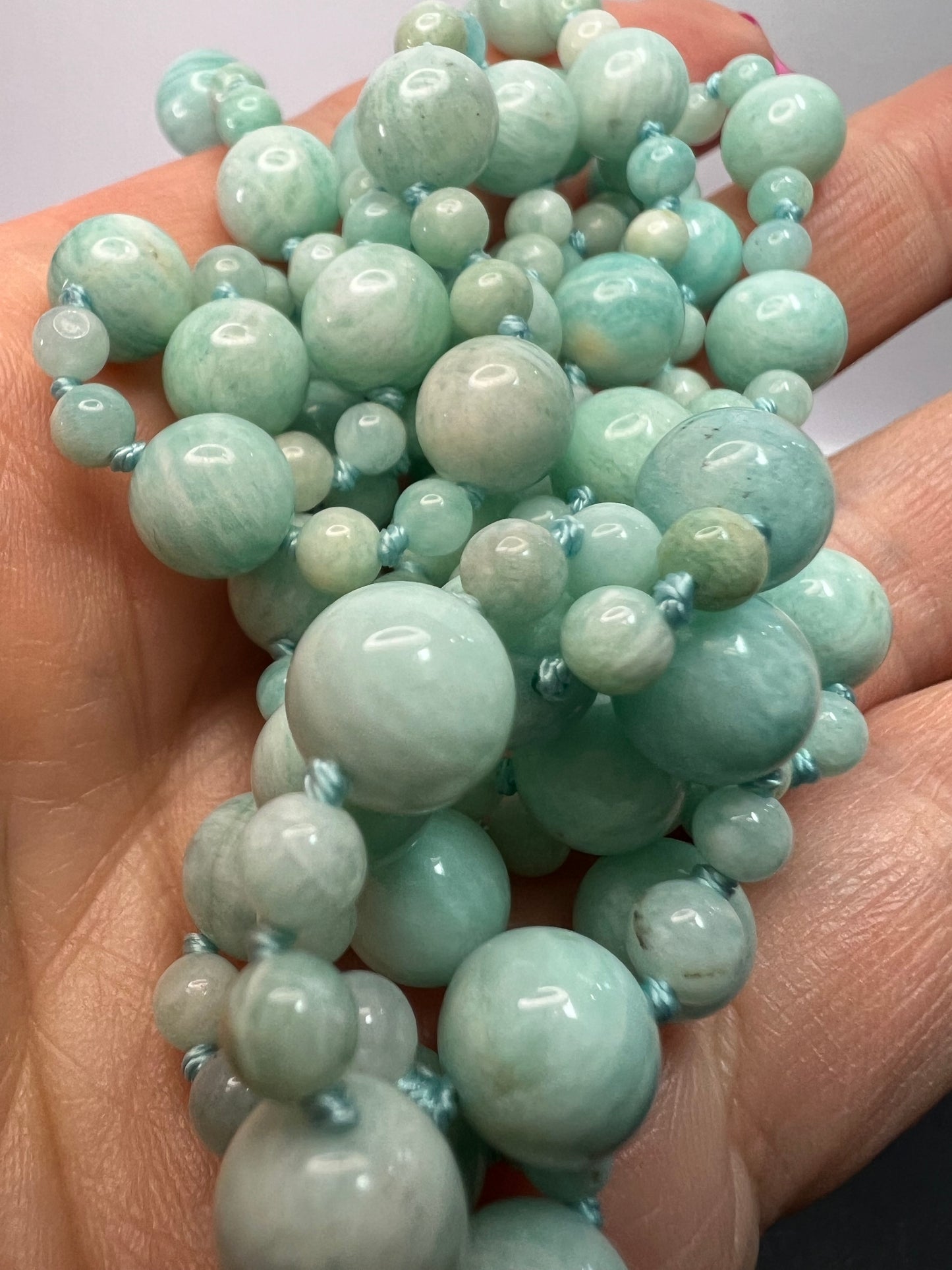 Amazonite knotted 36 inch endless necklace