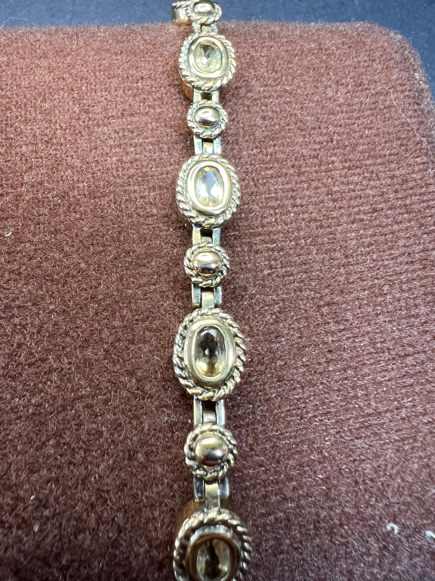 Vintage citrine tennis bracelet in yellow gold over sterling silver