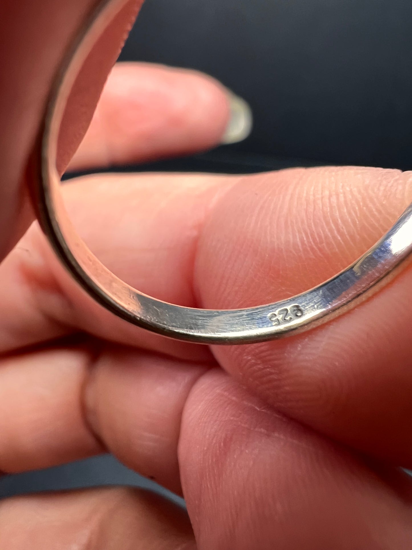 Red garnet marquise gemstone sterling silver ring size 8