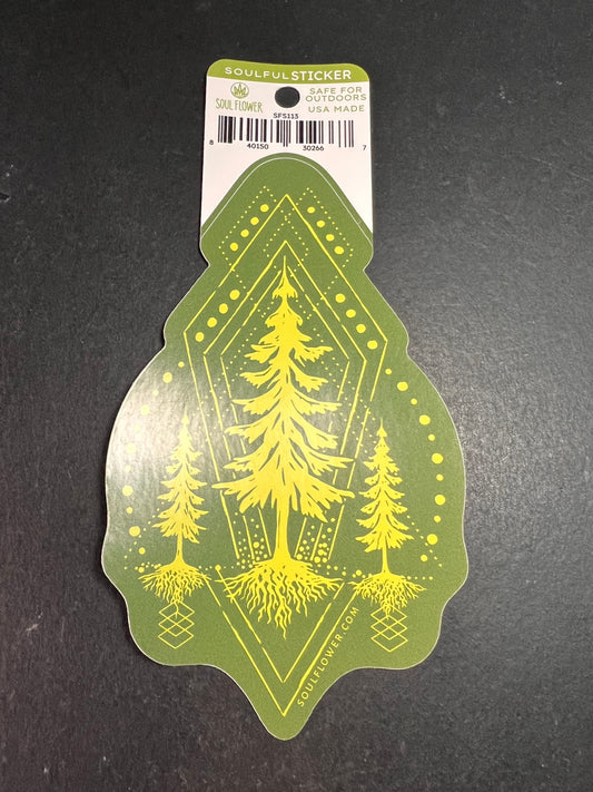 Soul Flower Evergreen Tree Forest Roots Vinyl Sticker – Outdoor Safe USA Made