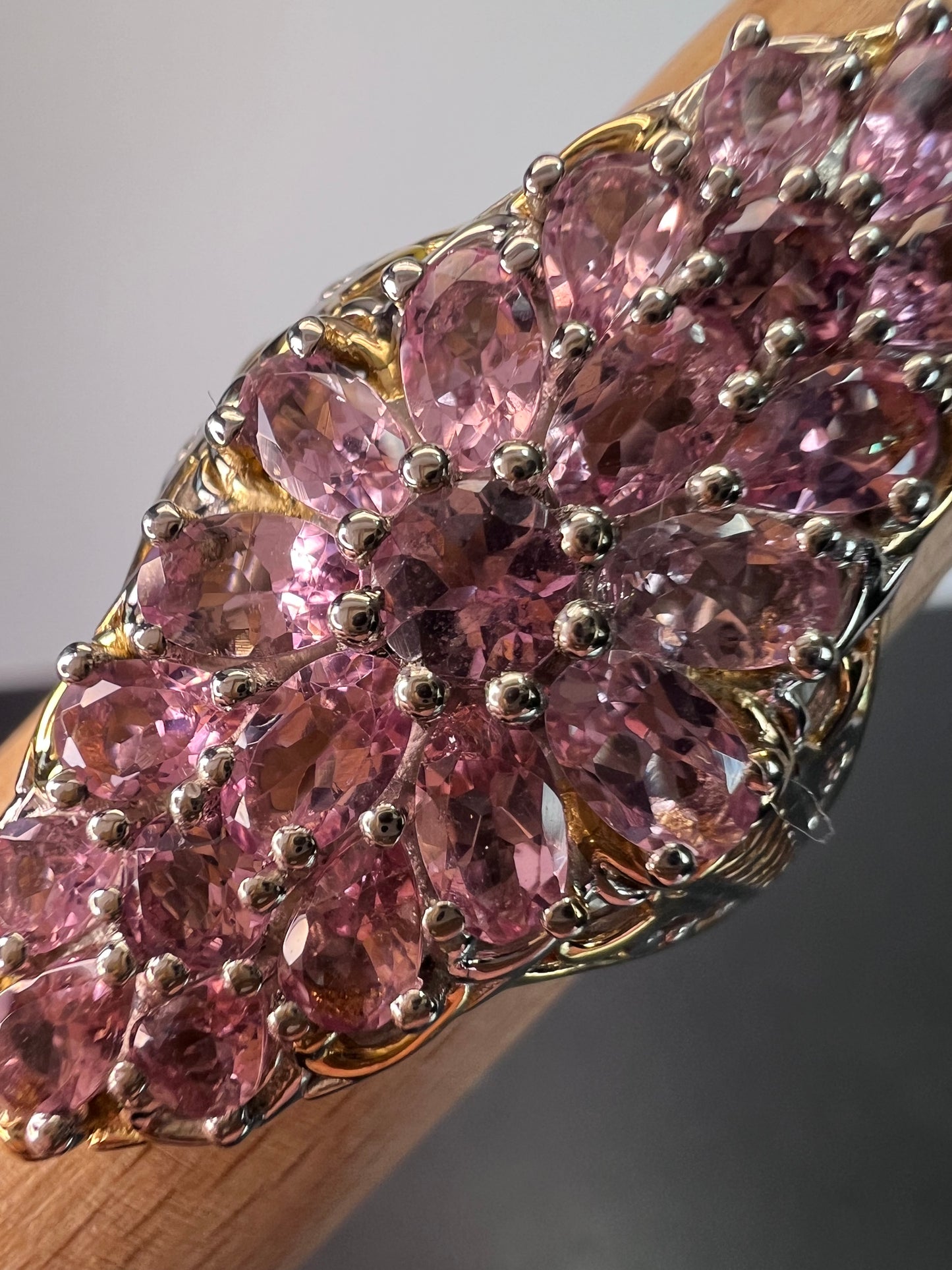 Pink tourmaline vintage vibes statement ring size 10