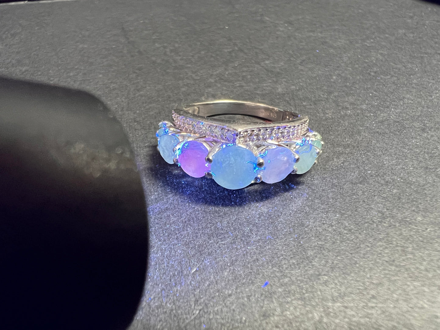 NEW Grandidierite and zircon sterling silver ring size 8