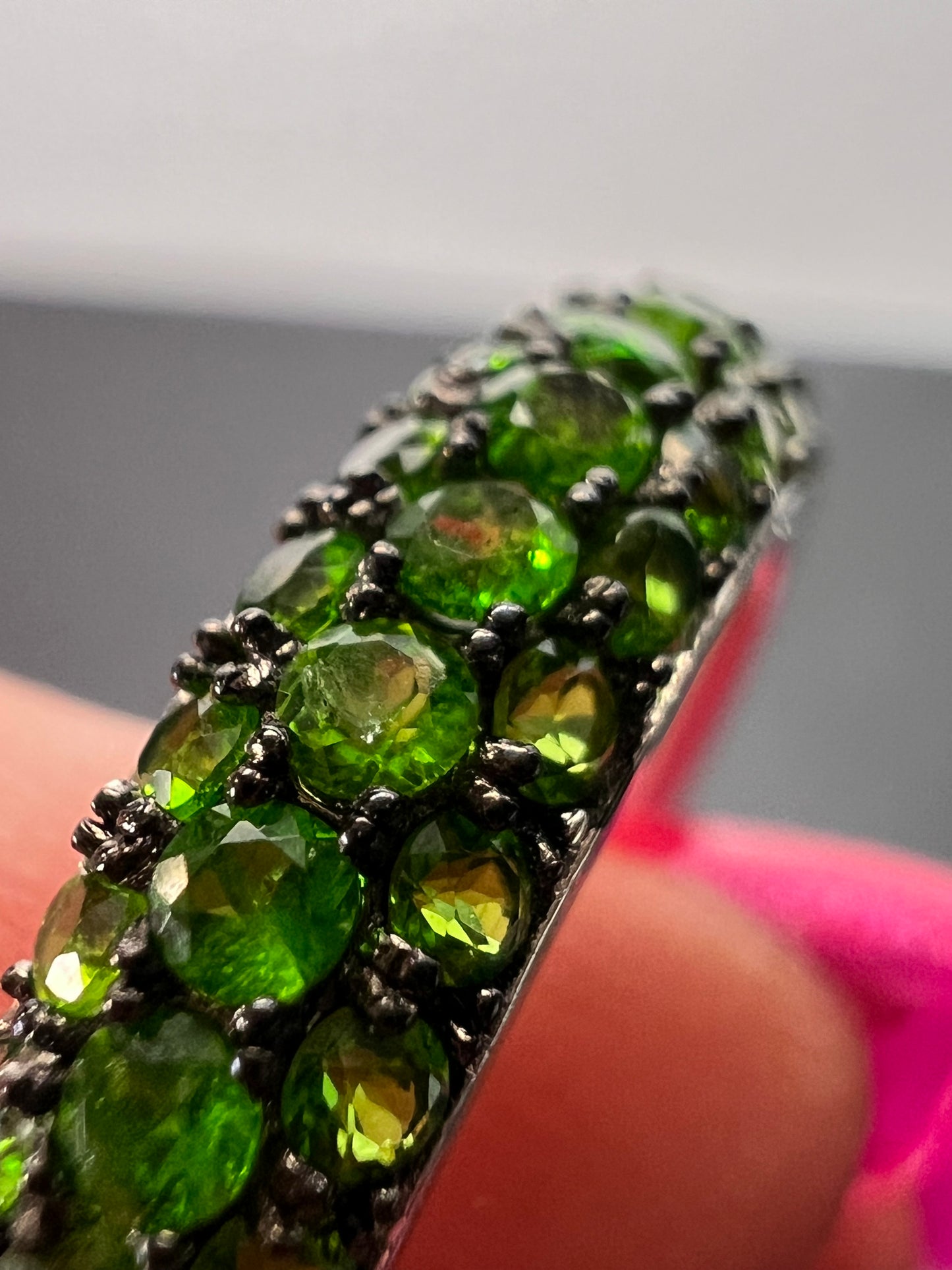 Green Chrome Diopside Rhodium Over Sterling Silver Ring 1.18ctw size 9