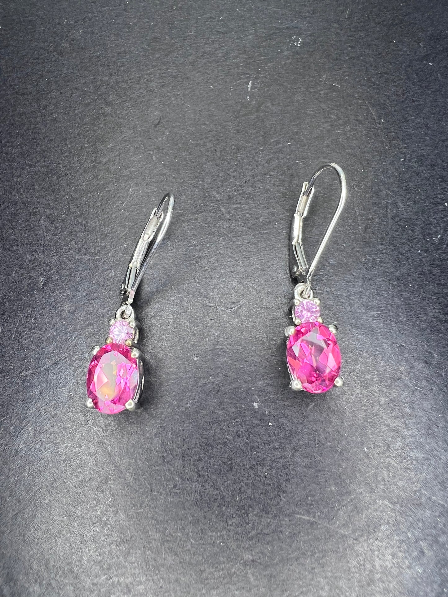 Pink spinel and pink sapphire earrings lever back dangle earrings