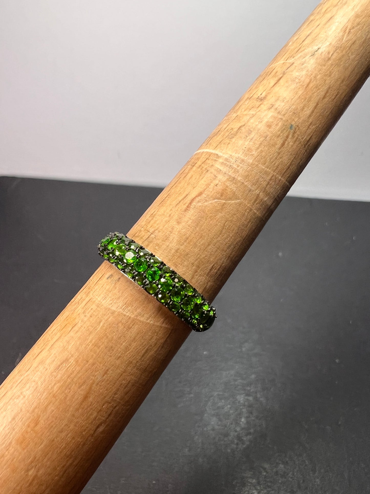 Green Chrome Diopside Rhodium Over Sterling Silver Ring 1.18ctw size 9