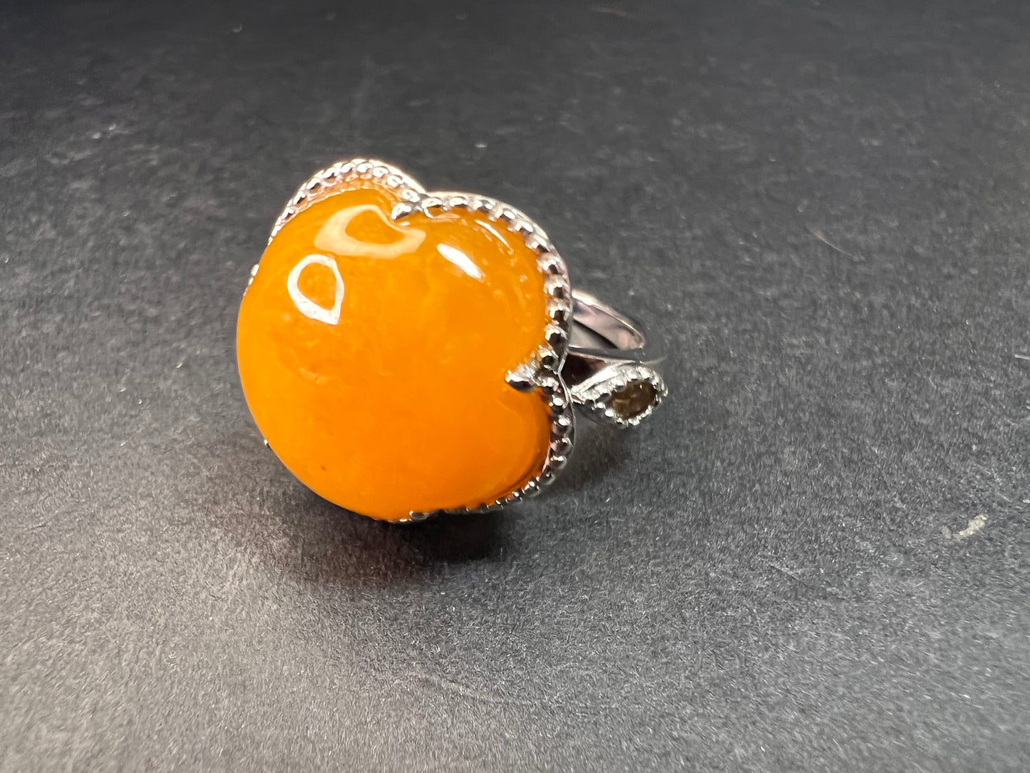 NEW Yellow Jade cherry blossom ring in sterling silver size 9