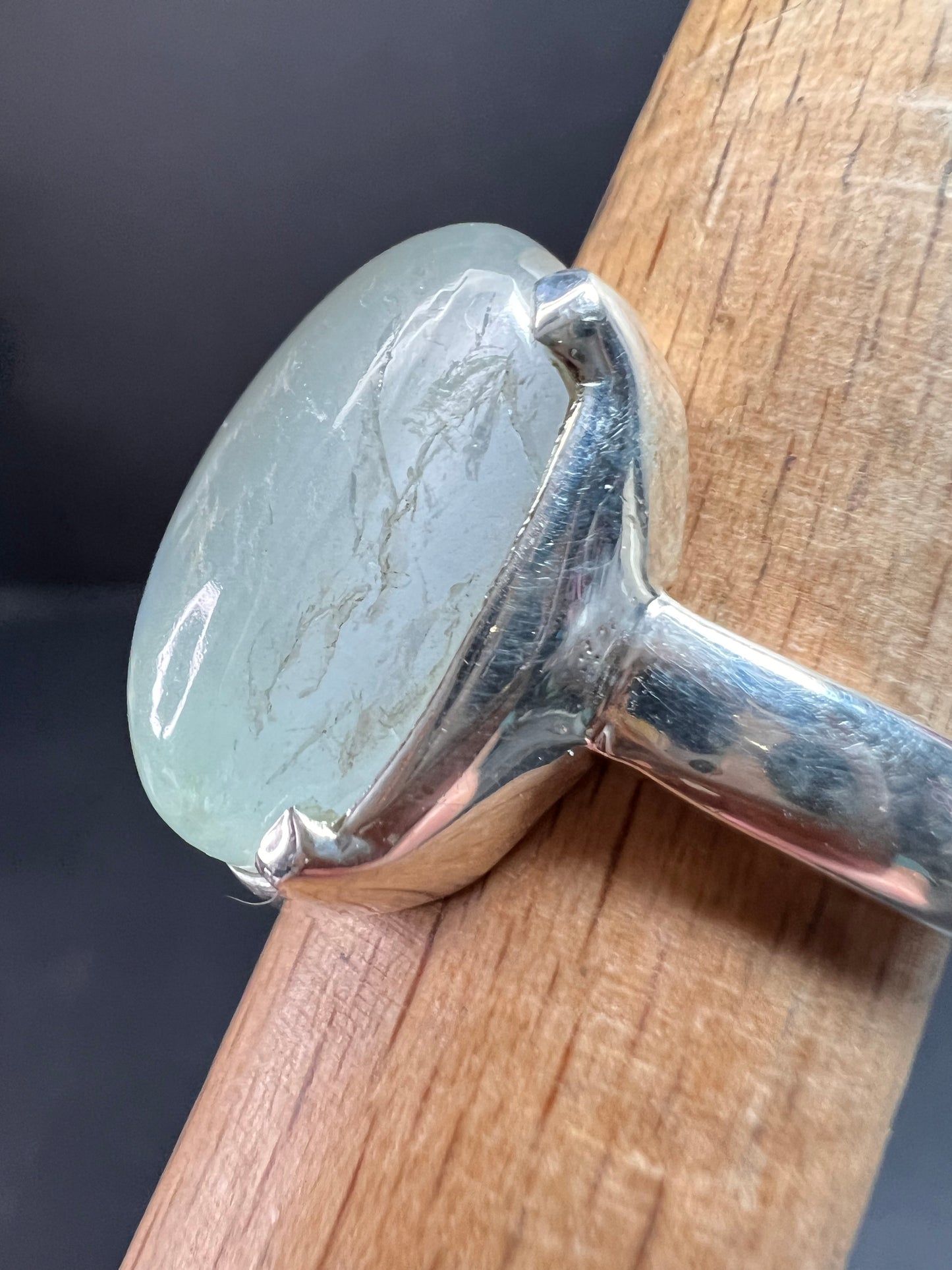 NEW Chatoyant aquamarine sterling silver ring size 8