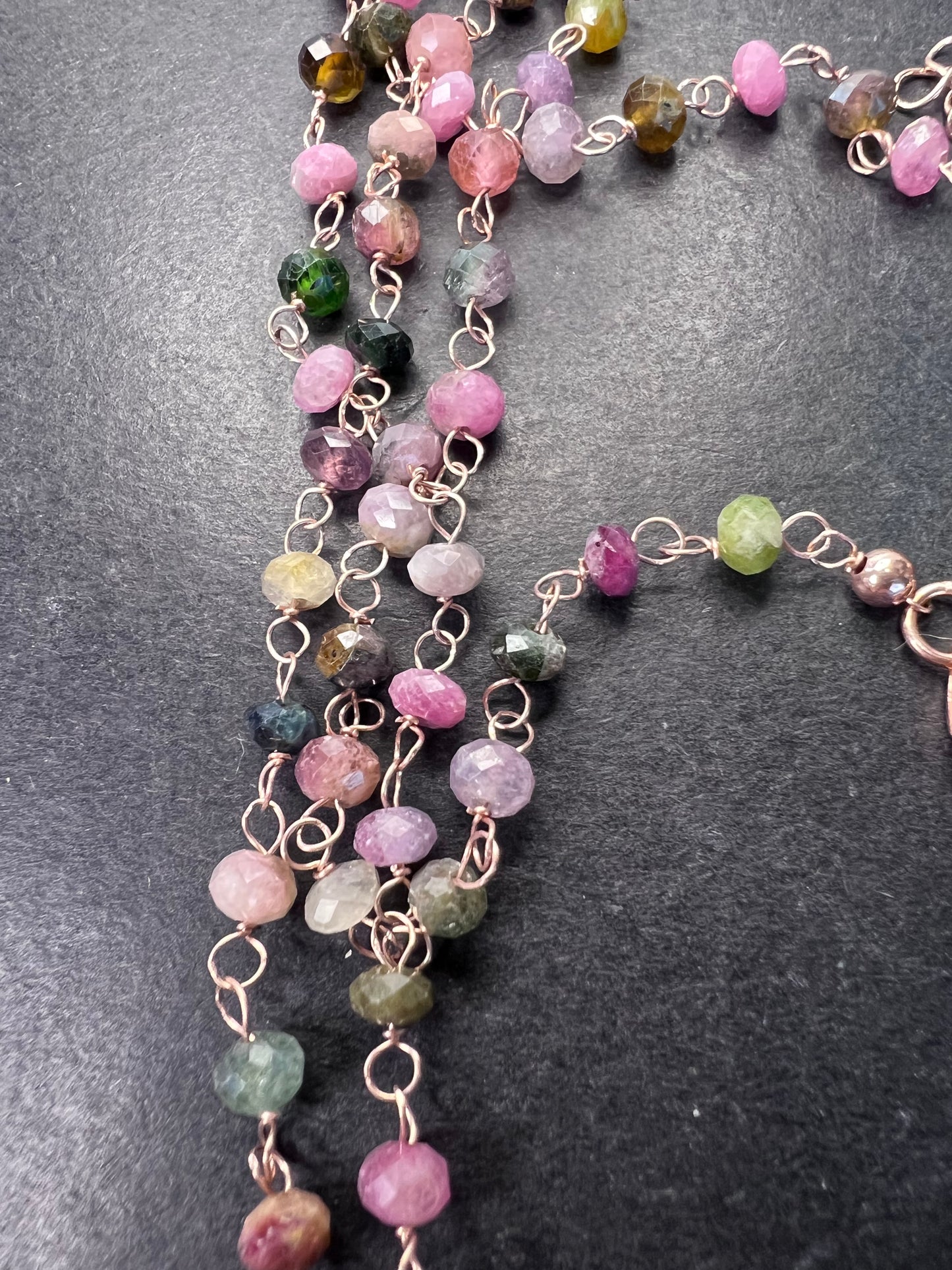 12-12.5mm Pink Cultured Freshwater Pearl & Tourmaline 18k Rose Gold Over Silver 18 Inch Necklace