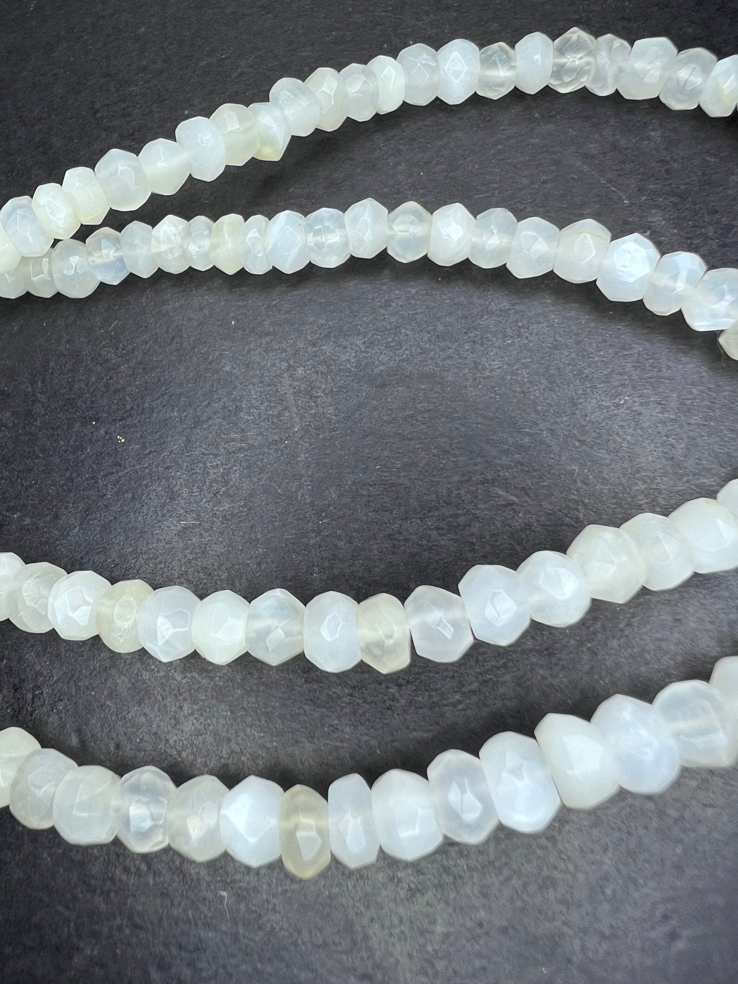 Faceted white moonstone necklace with sterling silver clasp