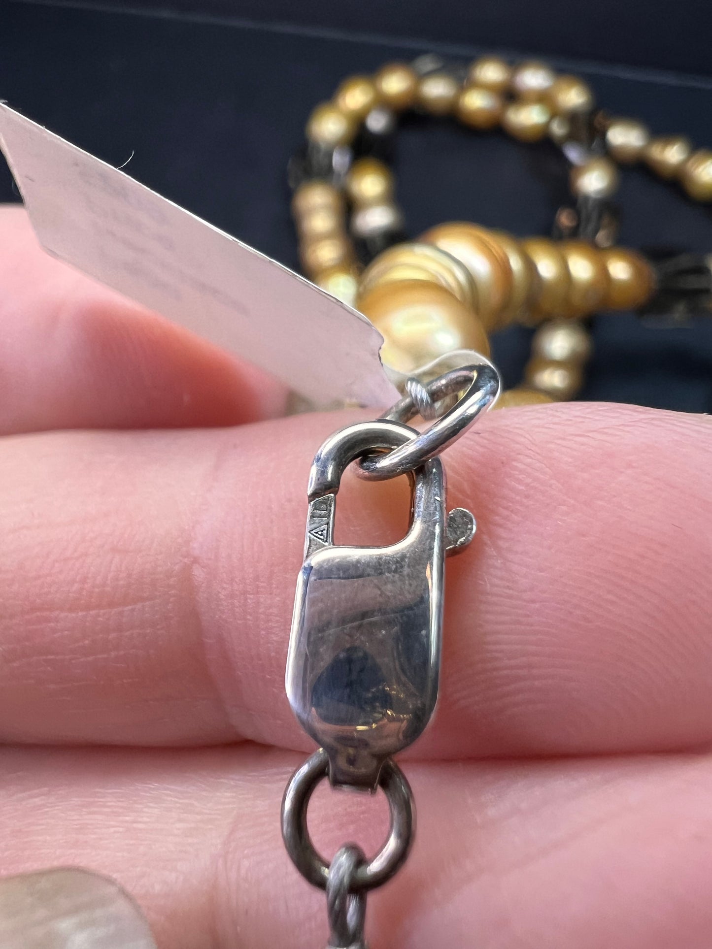 NEW smoky quartz and pearl multi strand necklace with sterling silver clasp