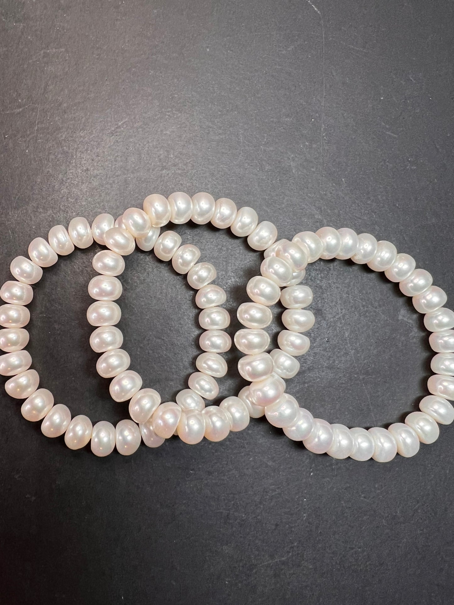Freshwater pearl stretch bracelets set of 3