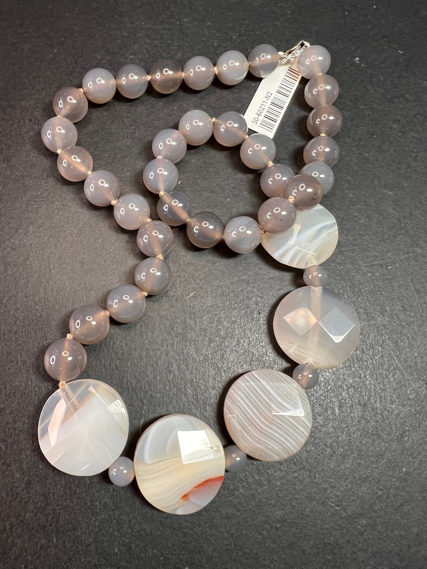 NEW Botswana agate necklace with sterling silver clasp