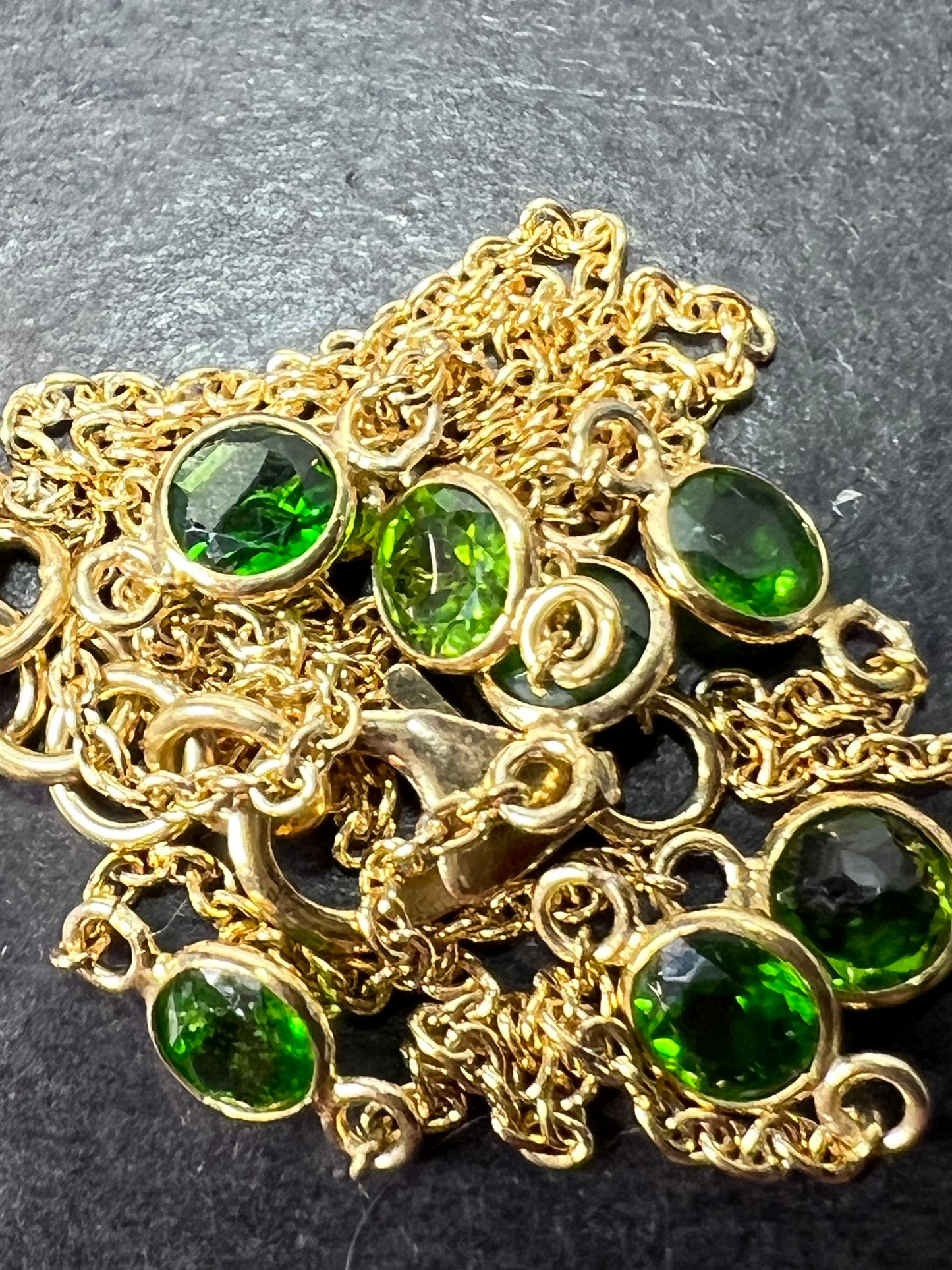 Chrome diopside gold over sterling silver 18 inch necklace