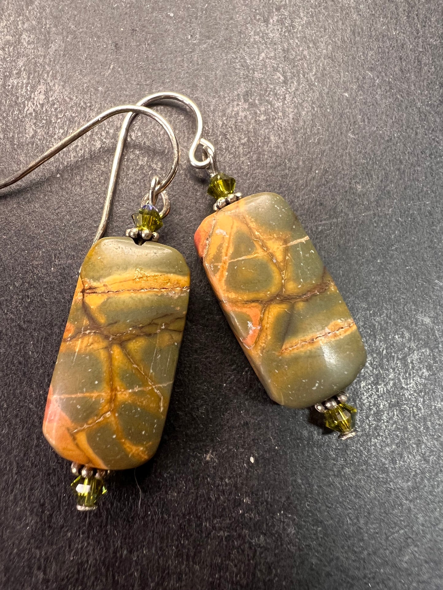 Cherry Creek Jasper Earrings | Sterling Silver & Swarovski Crystal