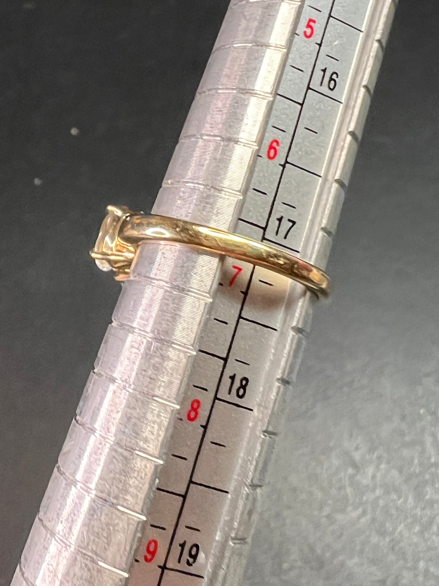 Vintage 10K Yellow Gold Blue Topaz & White Topaz Three-Stone Ring – Size 7