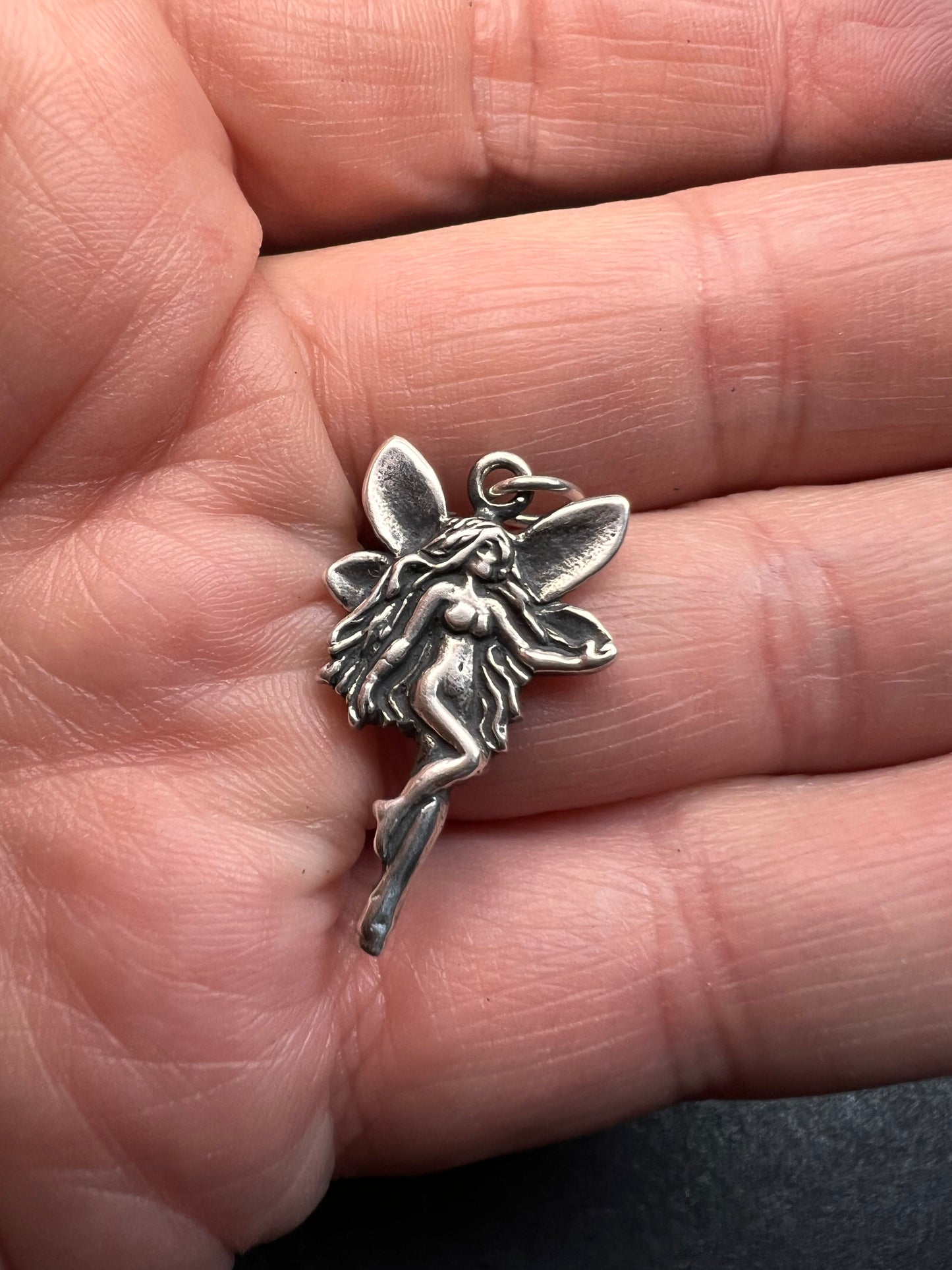 Vintage Sterling Silver Fairy Pendant 925 Fantasy Charm