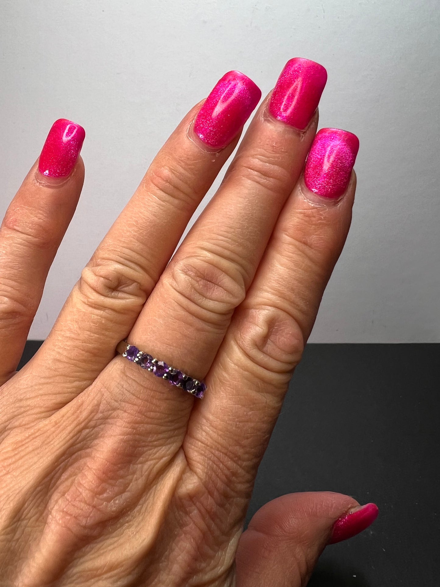 Stainless steel amethyst ring size 9