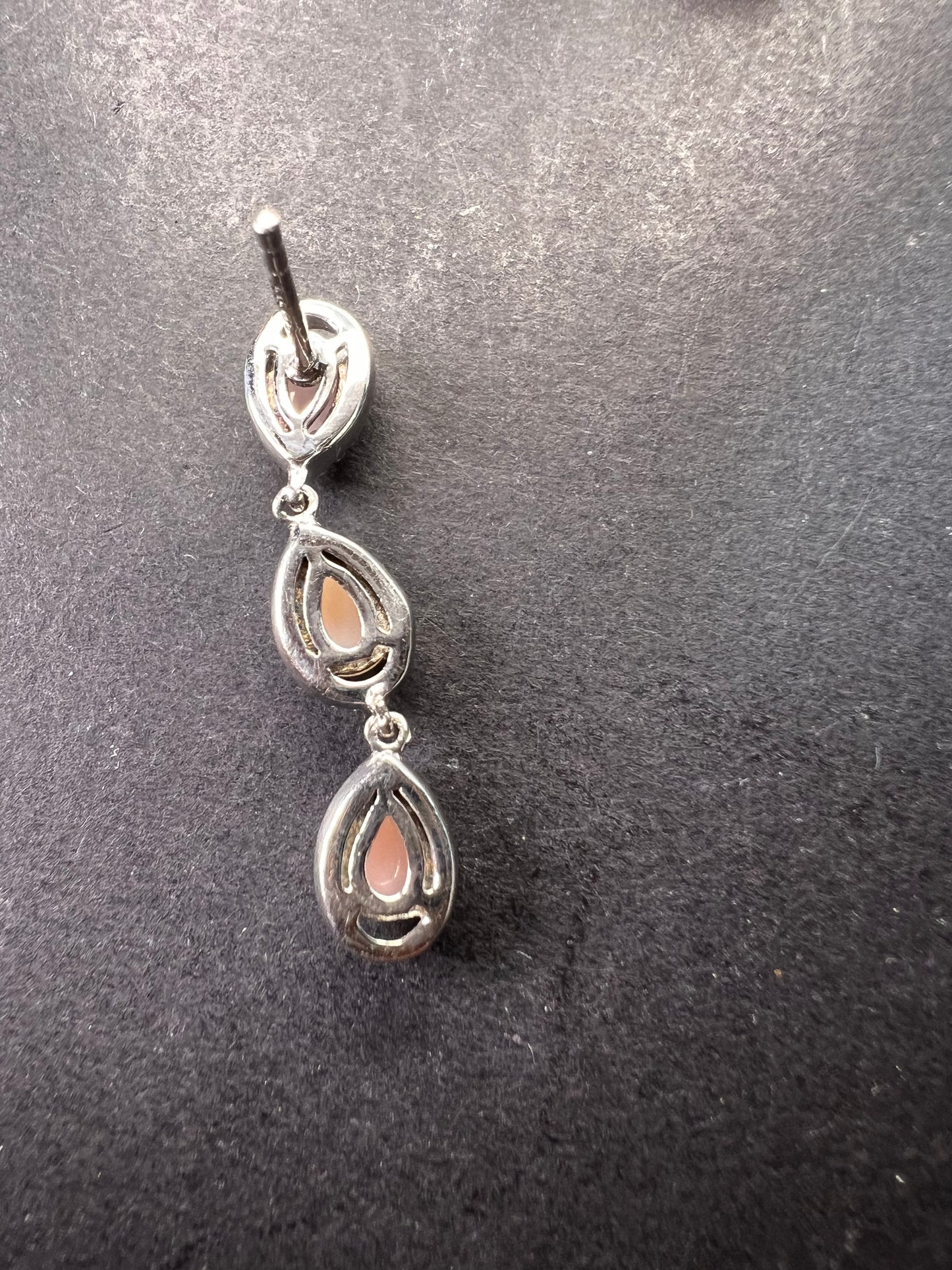 Pink opal sterling silver drop earrings