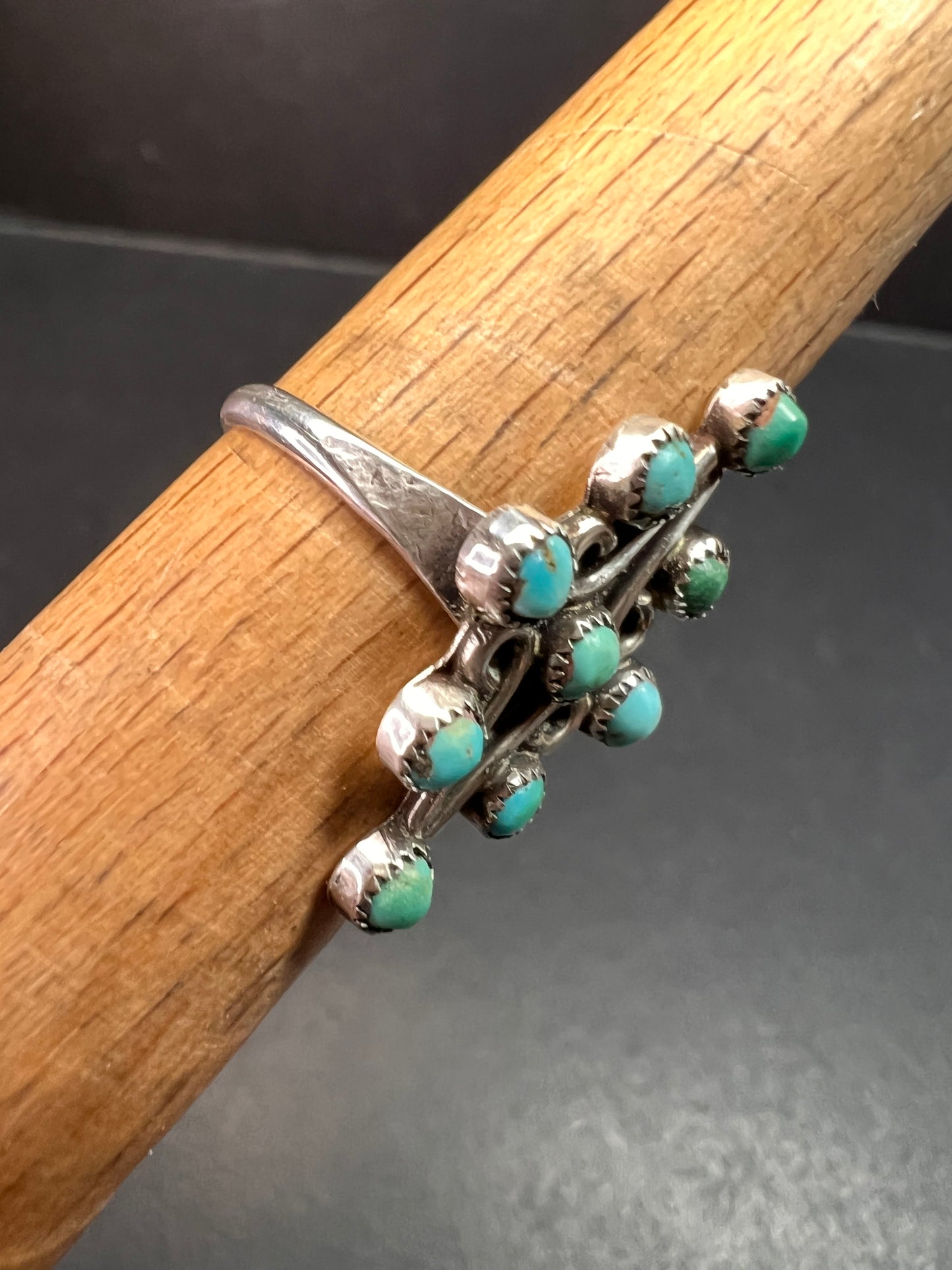 Vintage Sterling Turquoise Cluster Ring Size 7 Southwestern Style