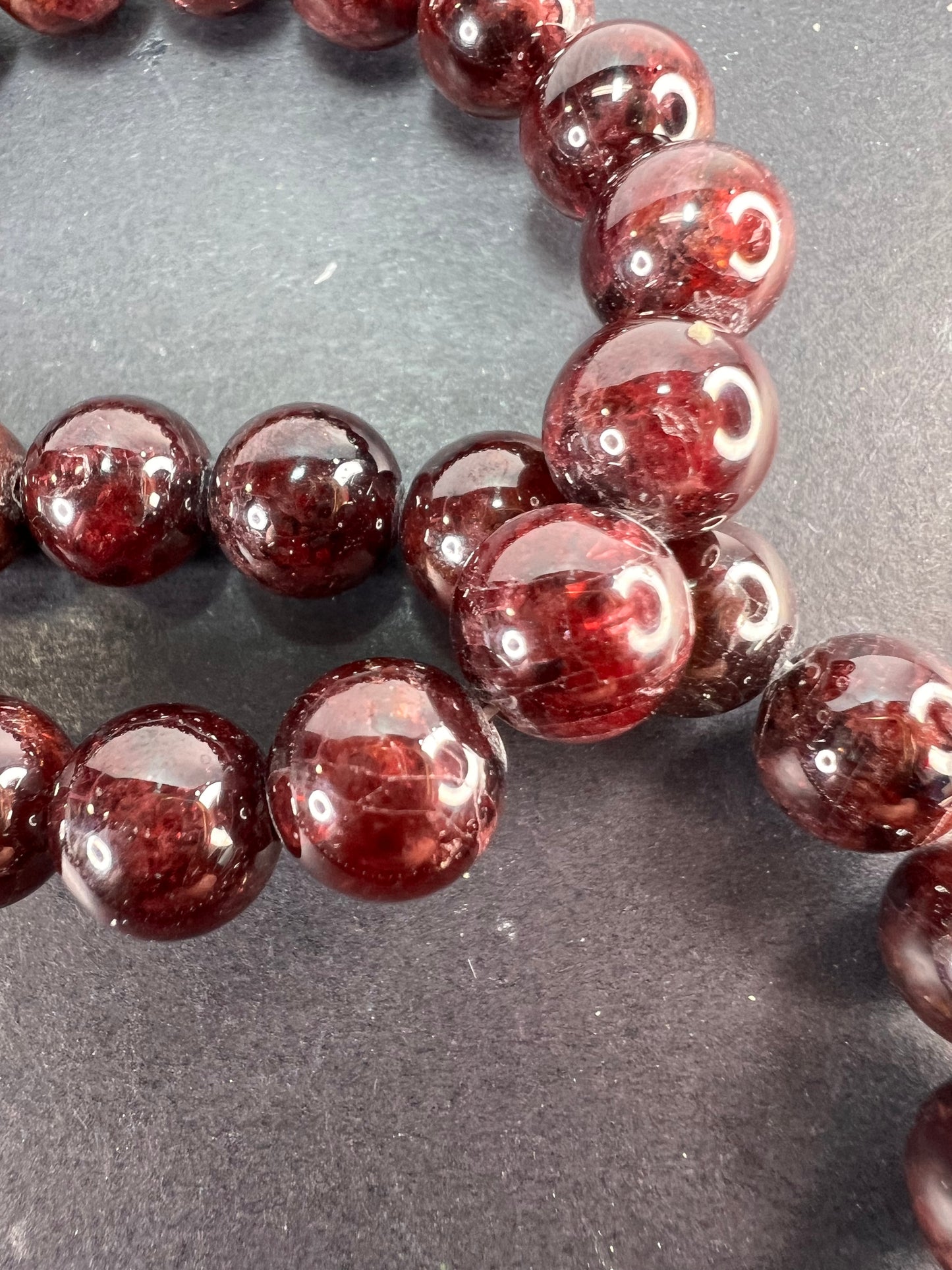 Garnet beaded necklace with sterling silver clasp