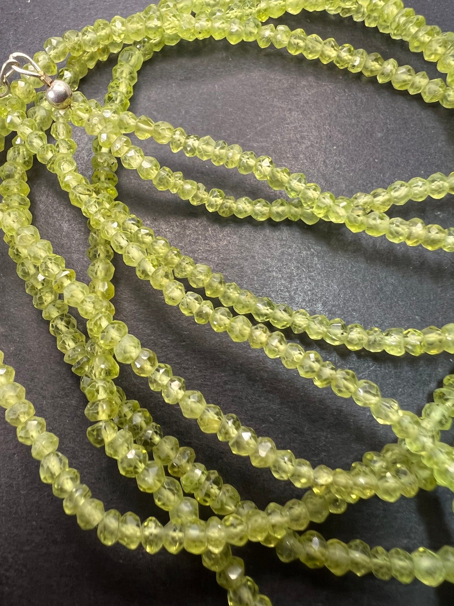 Layered peridot necklace with sterling silver clasp