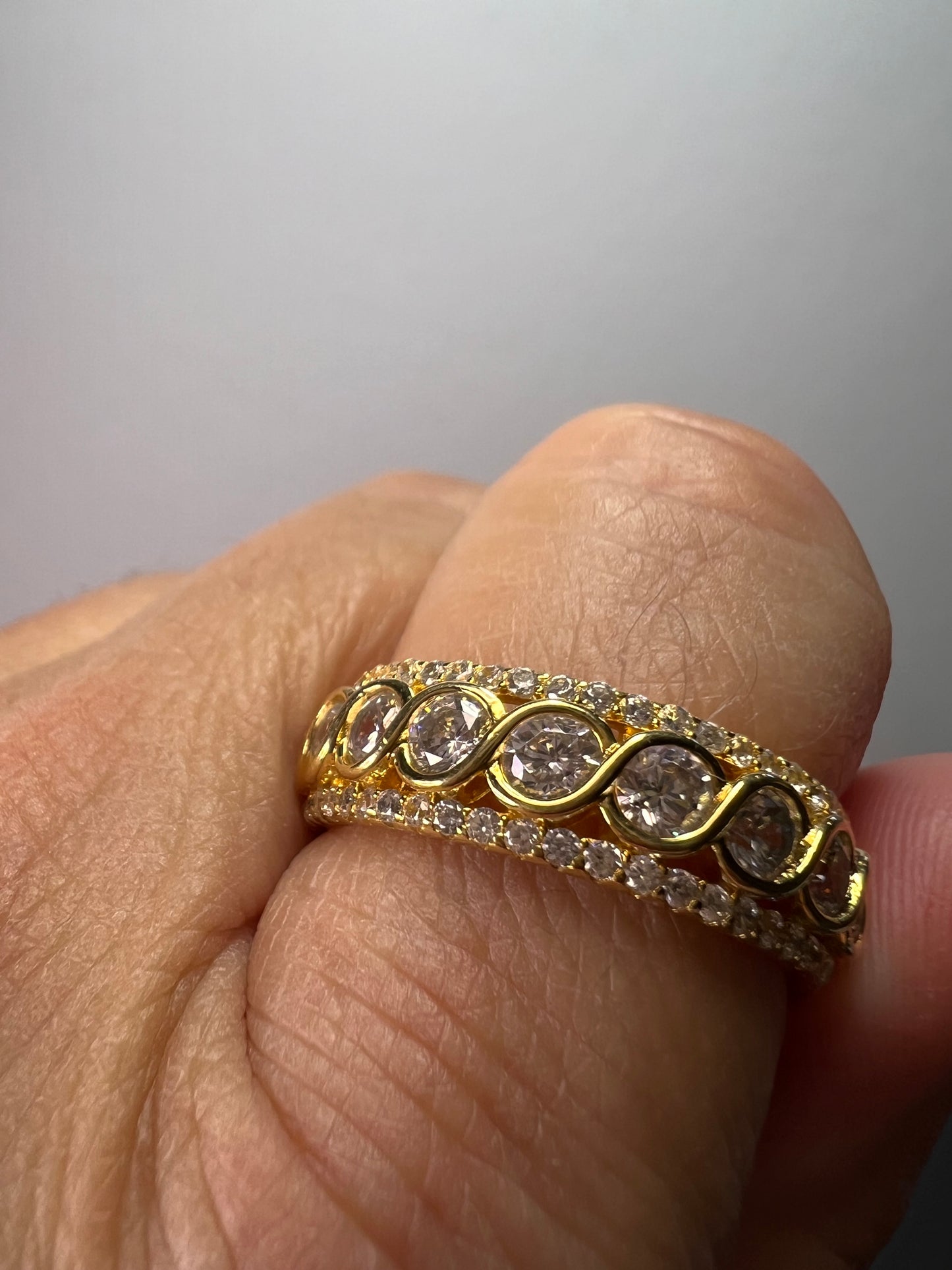 CZ gold over Sterling eternity band ring size 11