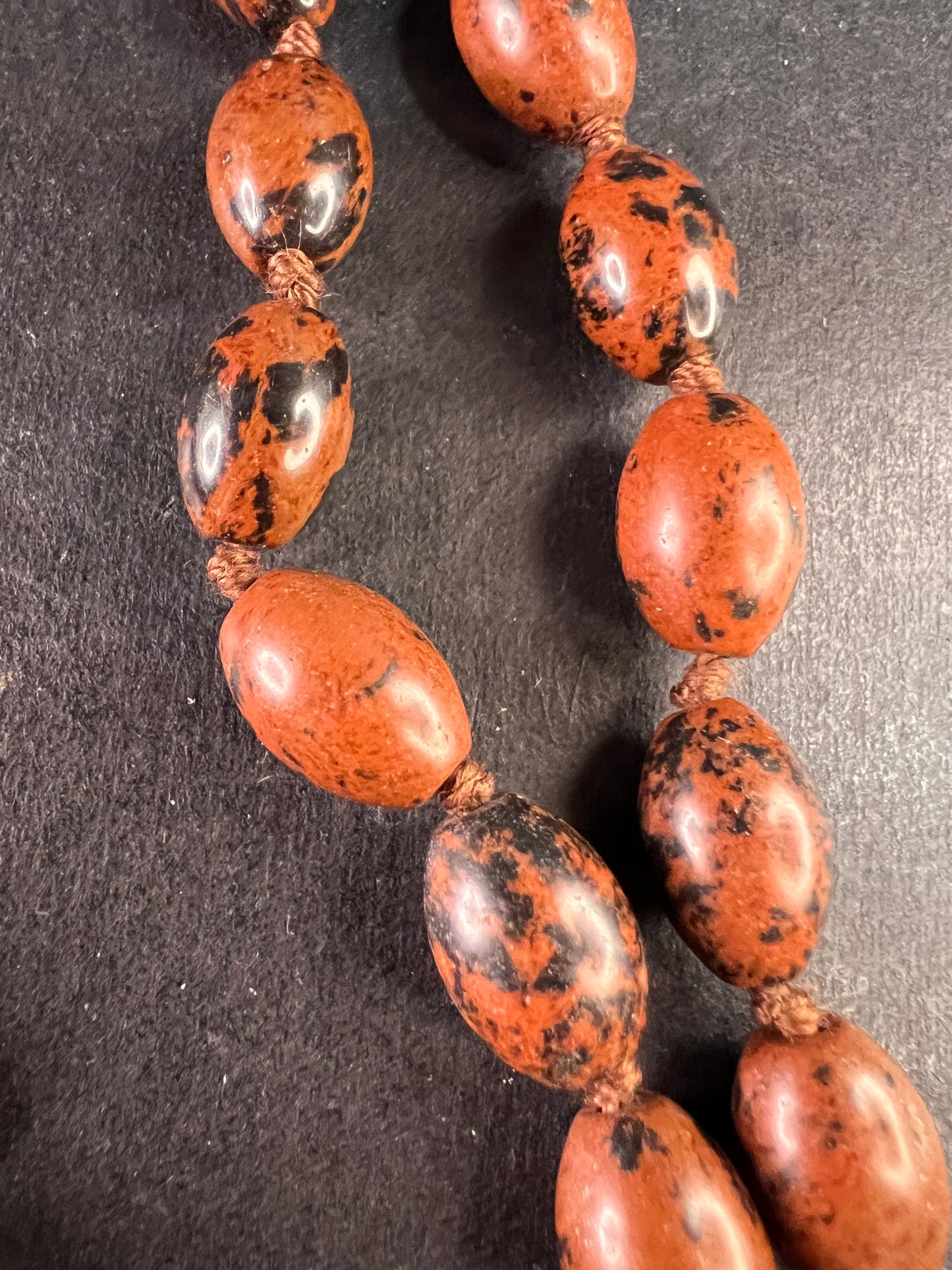 NEW Mahogany obsidian knotted 36 inch necklace with sterling silver clasp