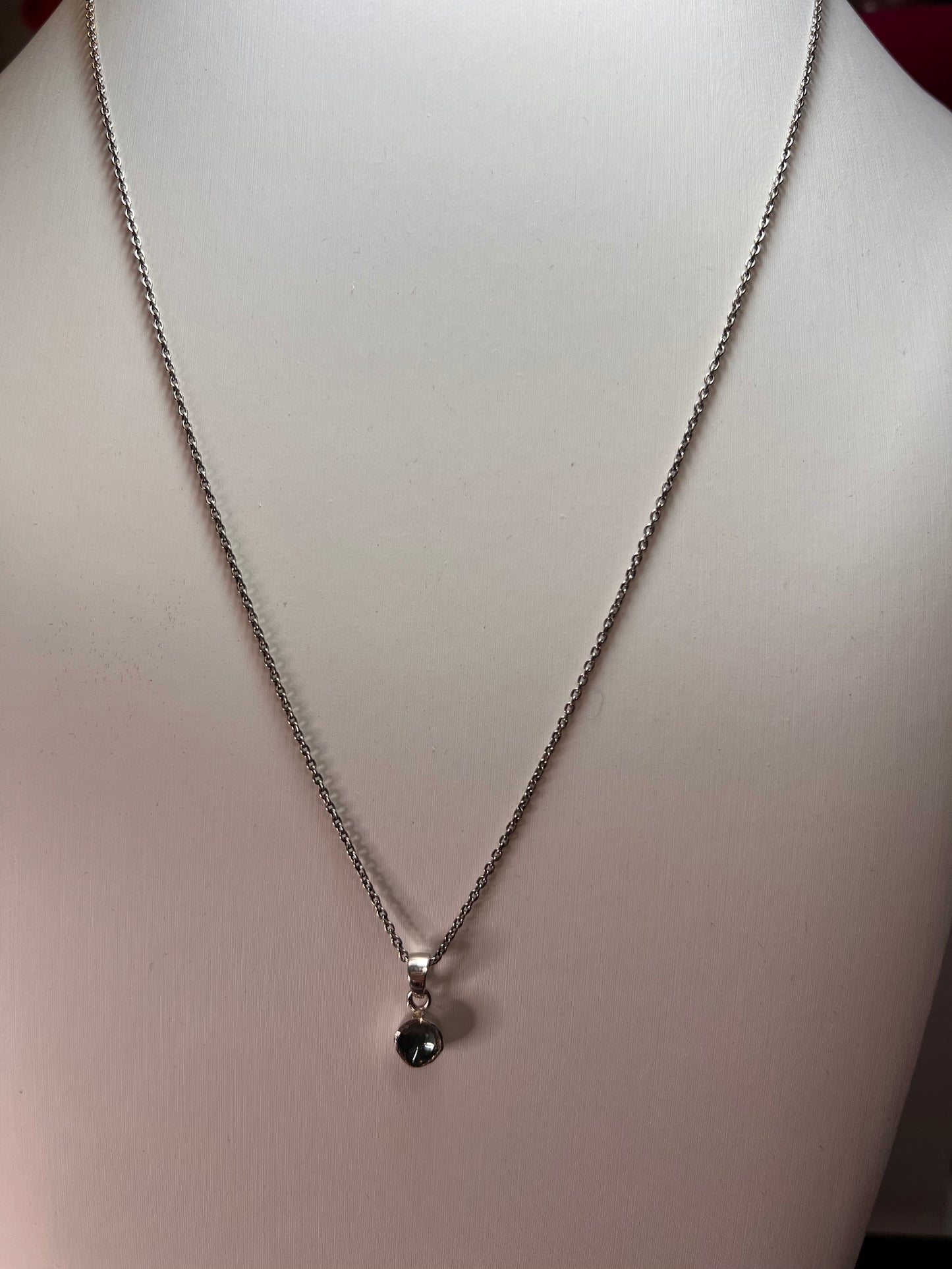 Blue polki diamond pendant and chain necklace in sterling silver