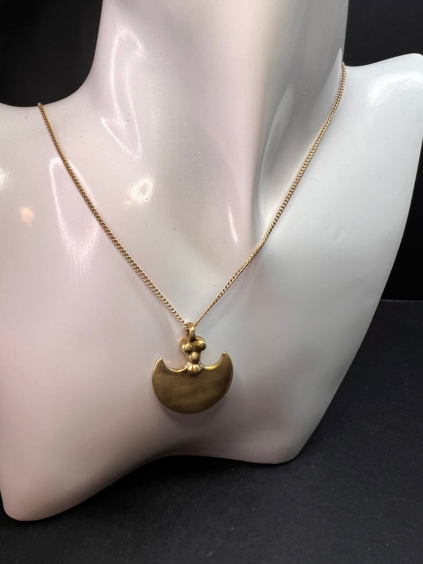 Brass Double Blade Pendant Necklace 18 Inch Artisan Style