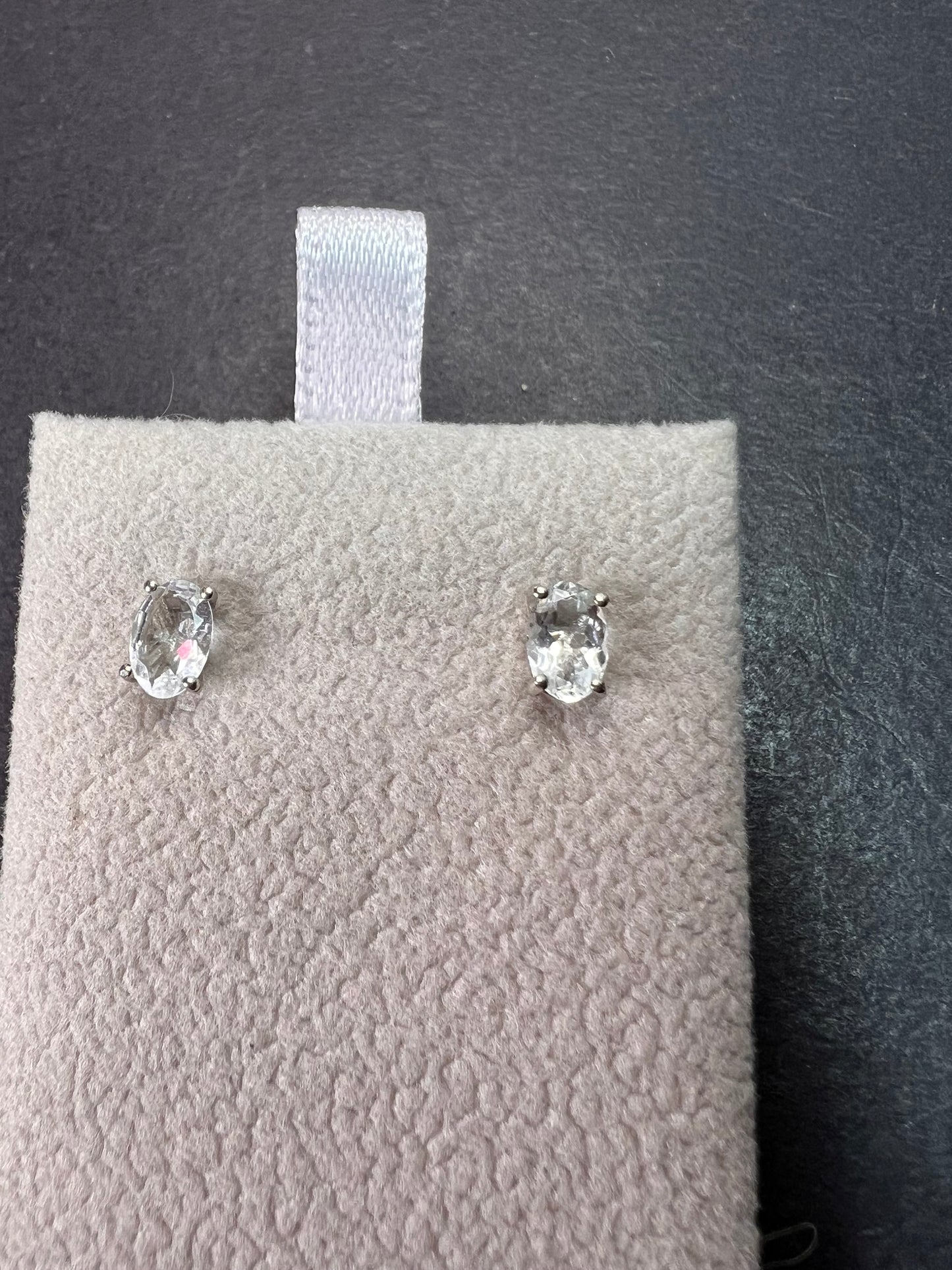 Goshenite solitaire stud earrings in platinum over sterling silver *NEW*