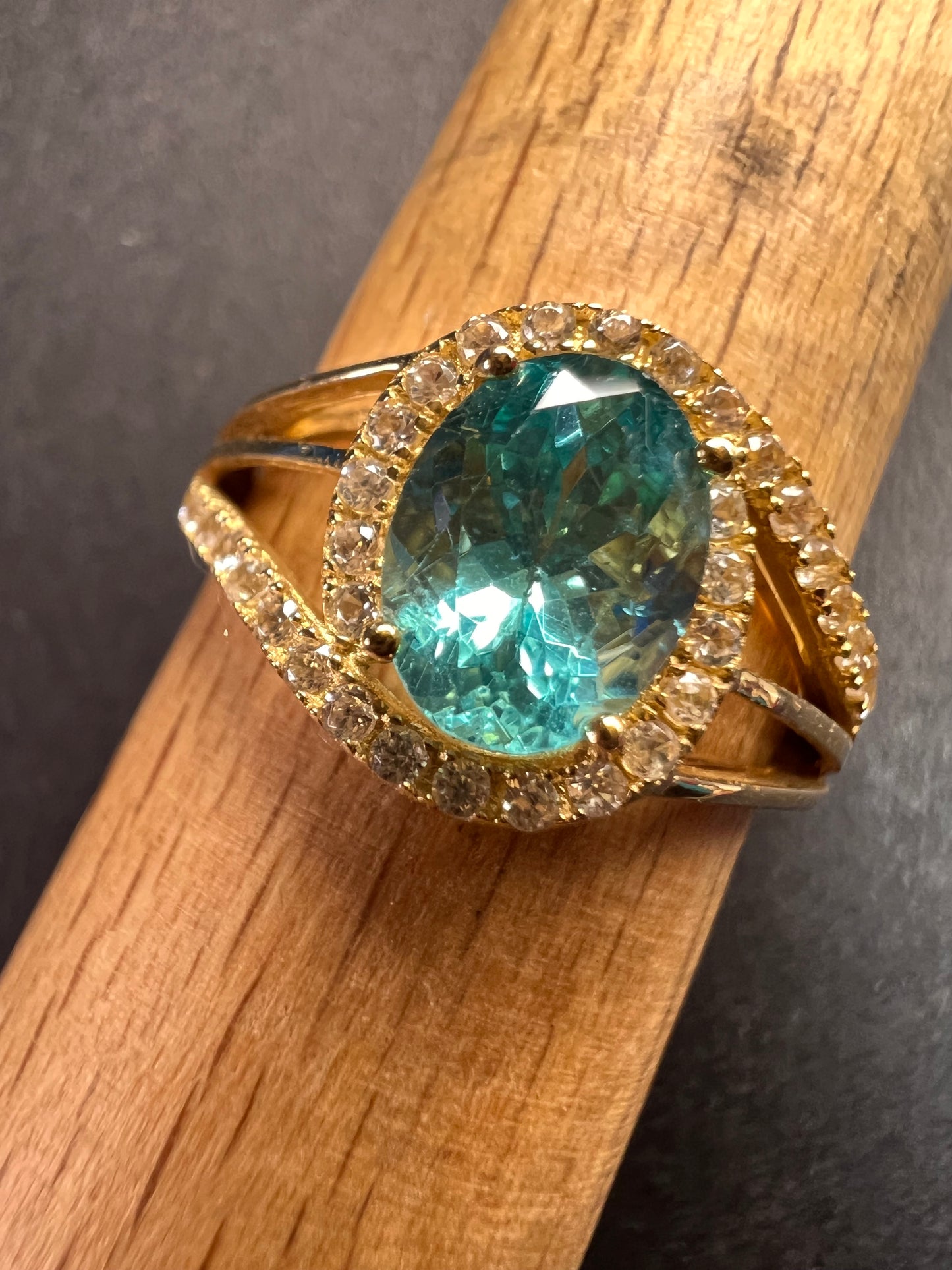 14k gold Paraiba apatite ring size 9