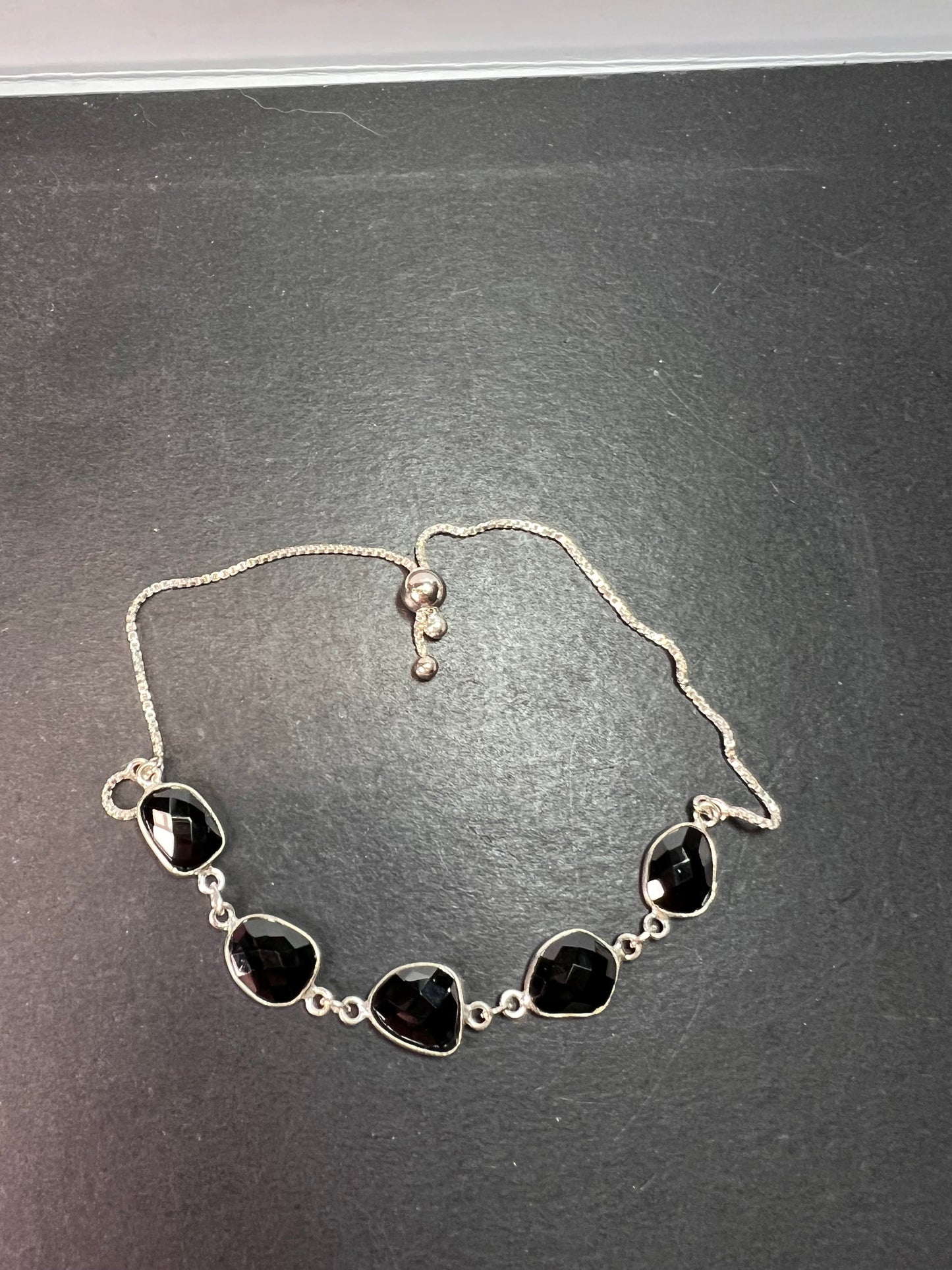 Black spinel and sterling silver bolo bracelet *NEW*