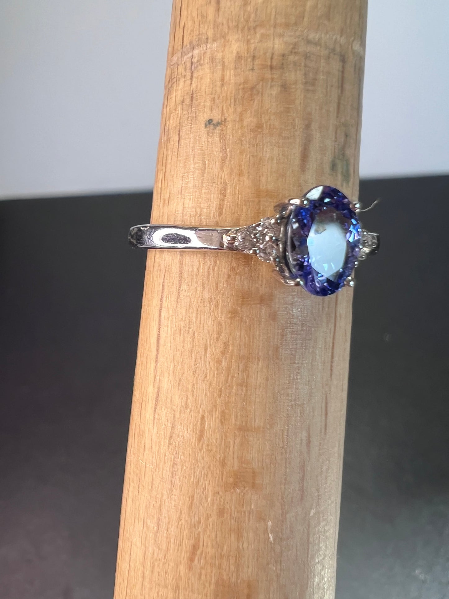 Tanzanite, Cambodian Zircon Ring in Platinum Over Sterling Silver, Fashion Rings For Women 1.10 ctw size 9