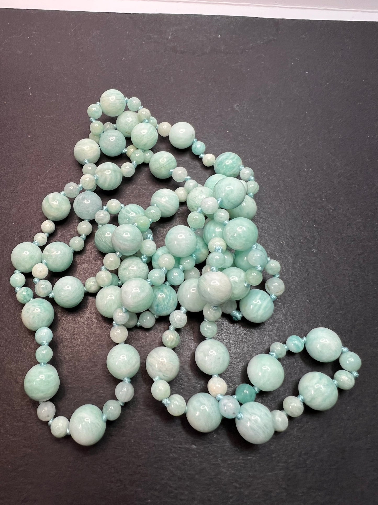 Amazonite knotted 36 inch endless necklace