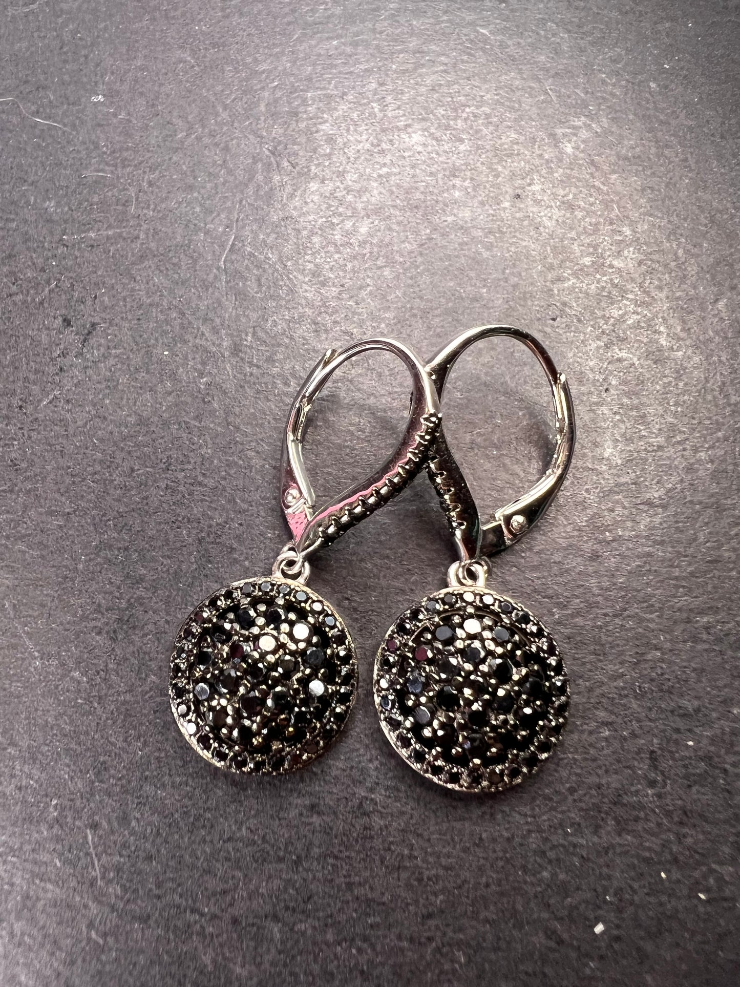 Black Spinel Rhodium Over Sterling Silver Cluster Earrings 1.59ctw