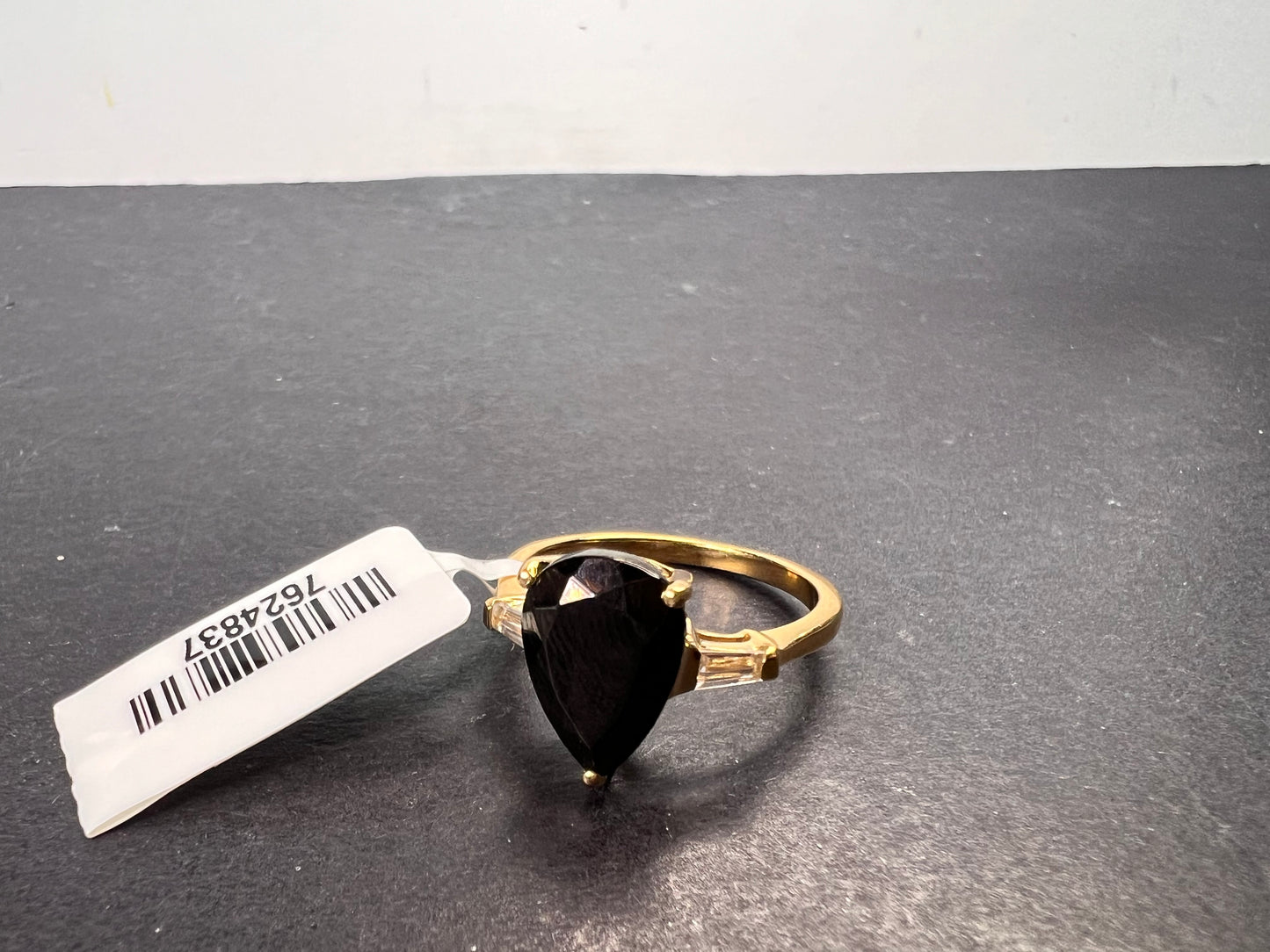 Elite shungite and zircon ring in vermeil YG over Sterling silver size 7 *NEW*