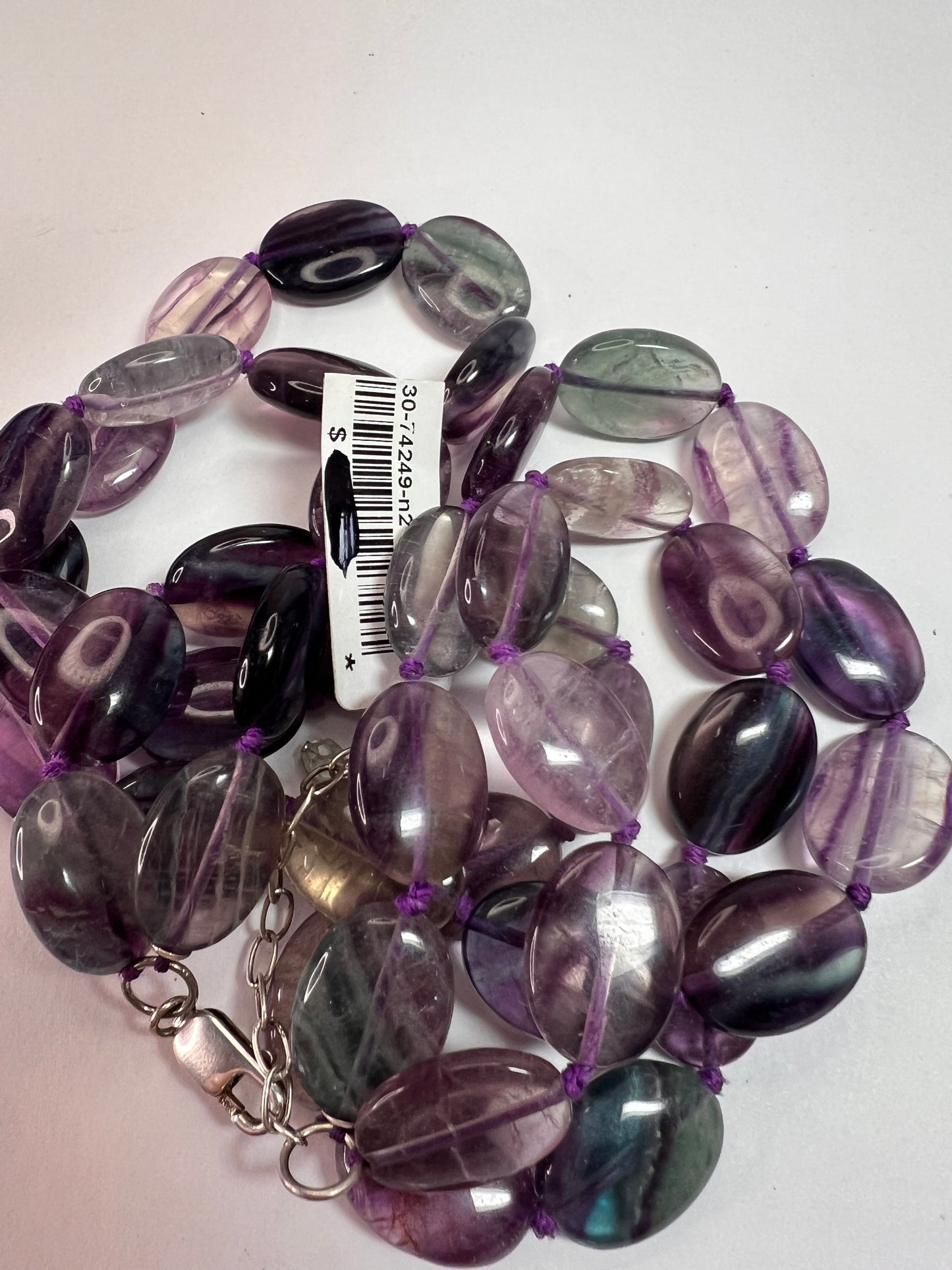 NEW Nate & Etan Fluorite double strand knotted necklace with sterling silver clasp