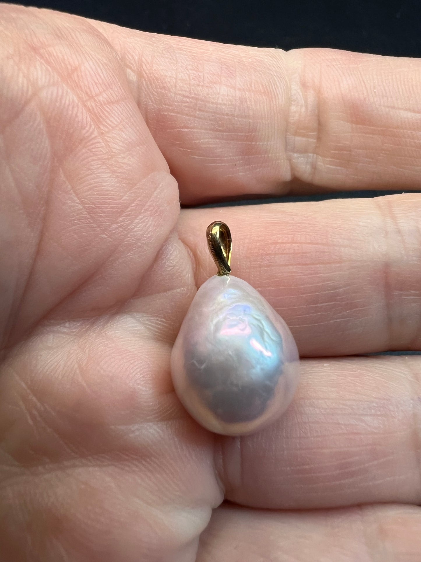 14k rose gold mauve pink baroque pearl pendant