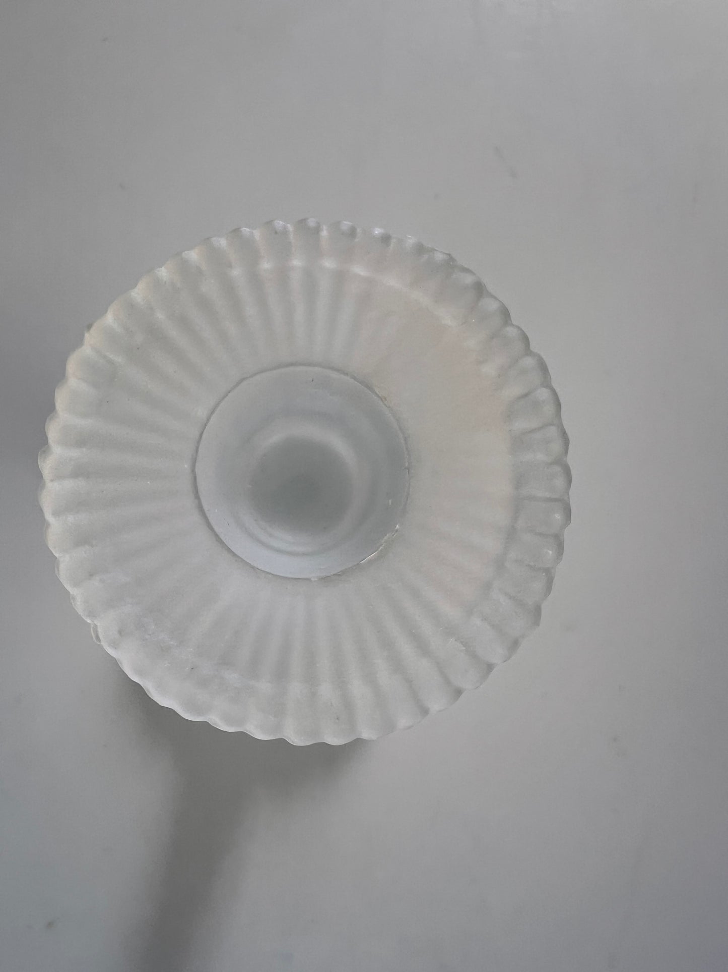 Vintage Frosted Glass Candlestick | Lalique Style Art Deco Taper Holder 6.75"