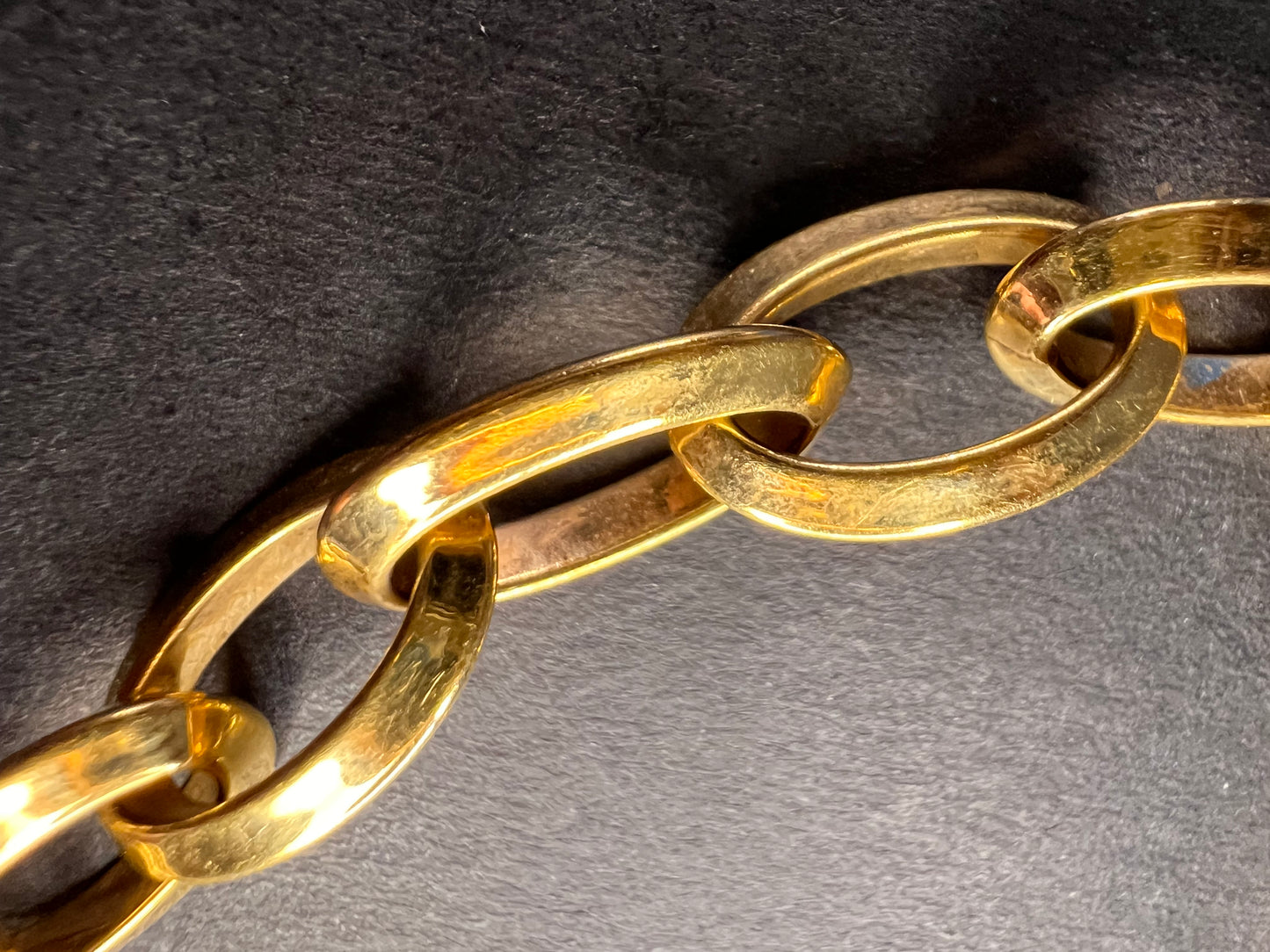 Yellow gold over bronze link bracelet 8 inches
