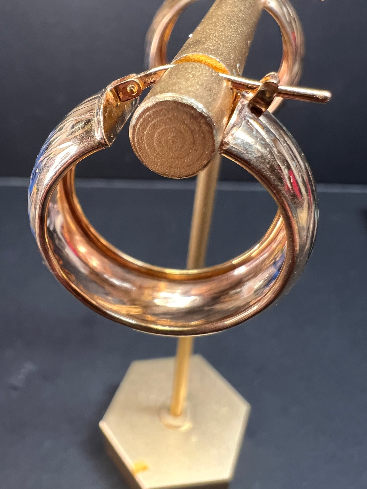 Rose Gold over sterling silver Italian hoop earrings