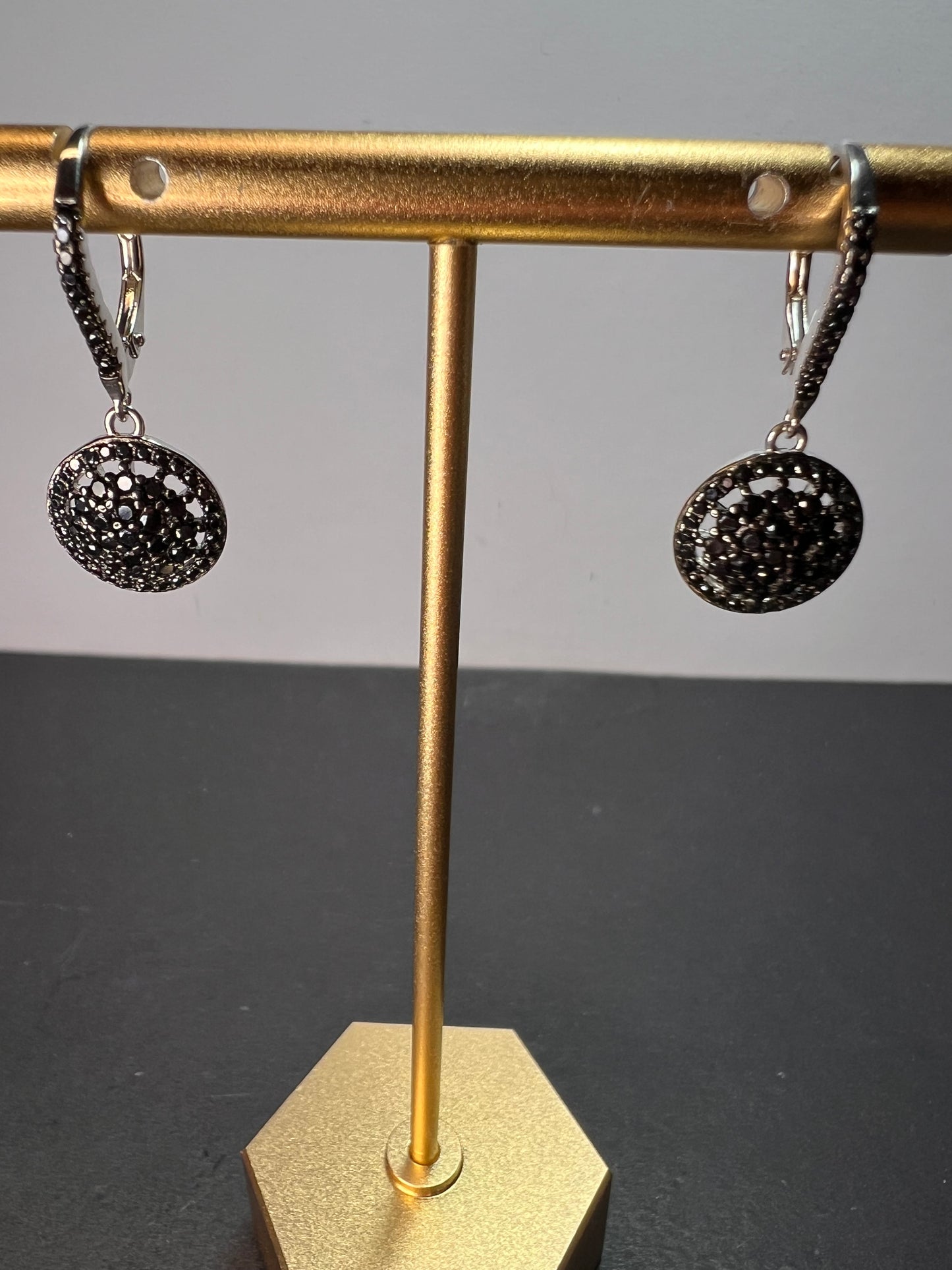 Black Spinel Rhodium Over Sterling Silver Cluster Earrings 1.59ctw